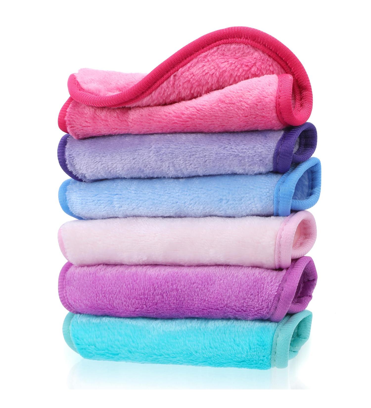 Reusable Makeup Remover Cloths - Soft Microfiber Face Cleansing Towels for Sensitive Skin | Fast Drying Washcloths | Perfect for Daily Use & Travel (Pack of 6 6 Colors - Buy Online on GoSupps.com
