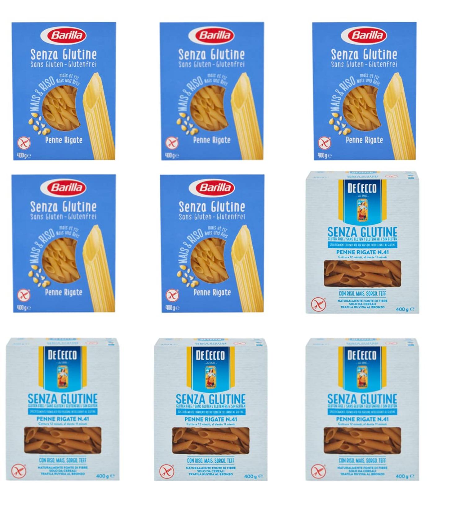 Barilla Deutschland GmbH Set of 5 Barilla Penne Rigete Pasta 400 g Gluten Free + 4 x Gluten Free Rigate Penne