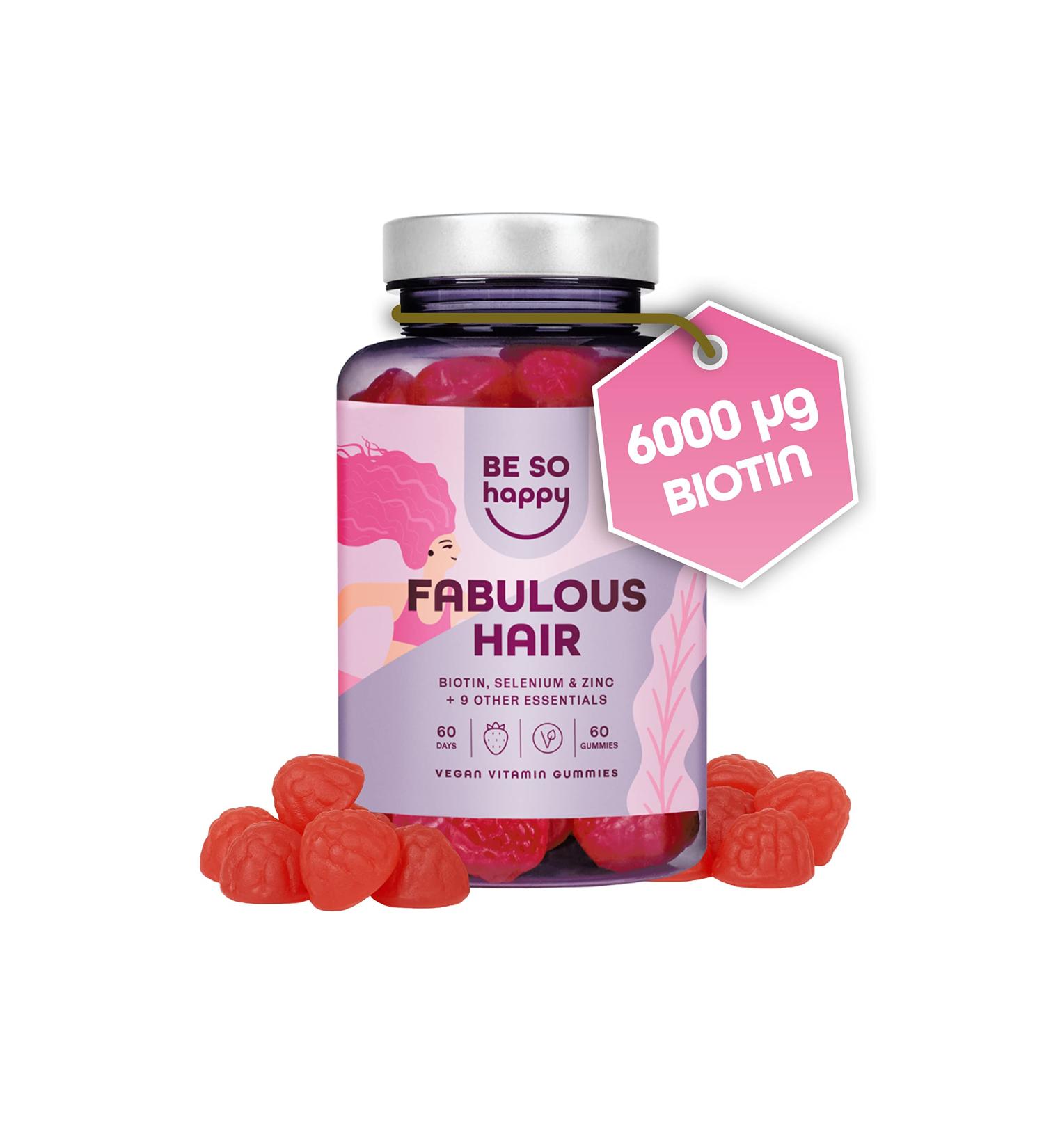 Buy Hair Gummy Bears with Biotin 6000mcg Vegan Hair Vitamins with Selenium Zinc & Essential Nutrients for Fabulous Hair 60 Strawberry Gummies - Buy Online on GoSupps.com