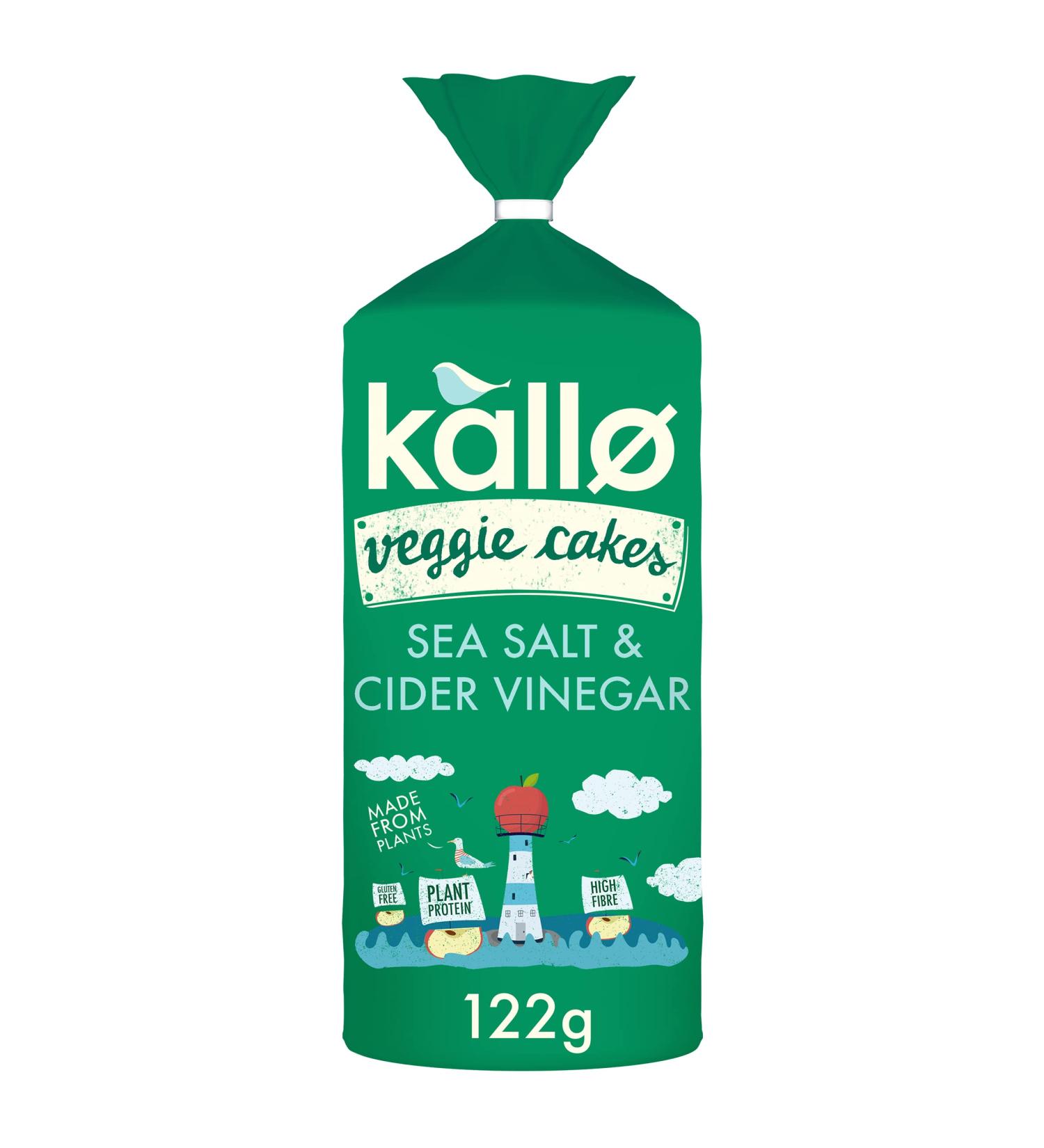 Kallo Salt & Vinegar Veggie Cakes Lentil & Pea Puffed Crackers Made From Plants Low Fat Healthy Snacks for Adults & Children Vegan Friendly Gluten Free Single Pack 1 x 122g Sea Salt & Cider Vinegar 122.00 g (Pack of 1)