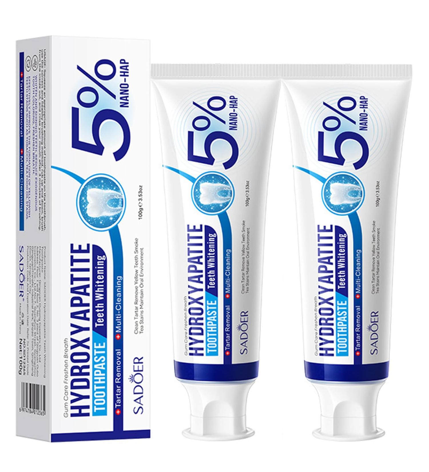 Hydroxyapatite Toothpaste 5% Nano Hidroxiapatita Toothpaste for Advanced Enamel Protection Fresh Breath Daily Use for Oral Health (2) - Buy Online on GoSupps.com