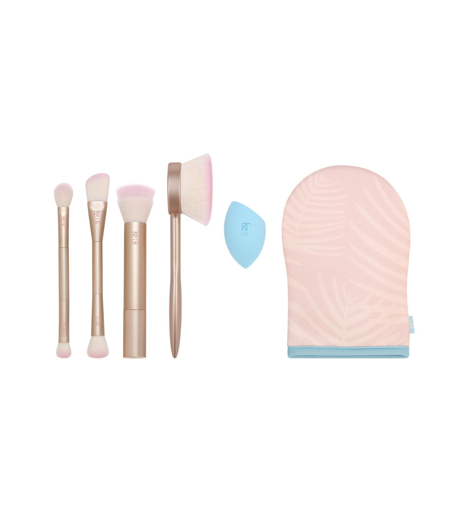 REAL TECHNIQUES Endless Summer Makeup Brush Kit Face Brushes For Foundation and Powder Premium Quality 6 Piece Set Pink - Buy Online on GoSupps.com