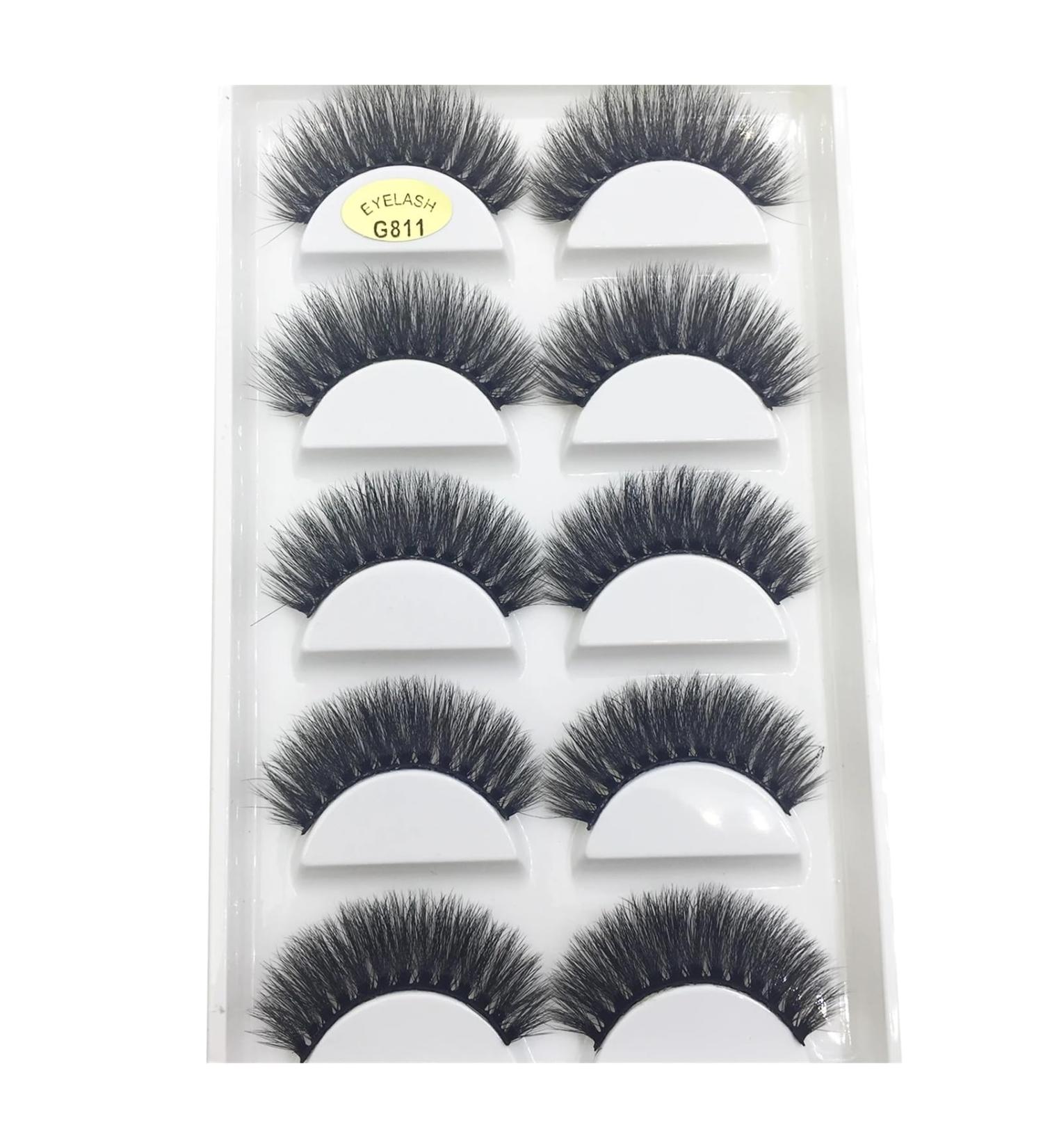 UAMOU 10/50 Boxes 5 Pairs 3D Mink False Eyelashes Soft Lashes Makeup Eyelash Faux Cils Cilios Maquiagem Cheerfully (Color : 5Pairs G811 Size : 100 Boxes 50 Pairs) - Buy Online on GoSupps.com