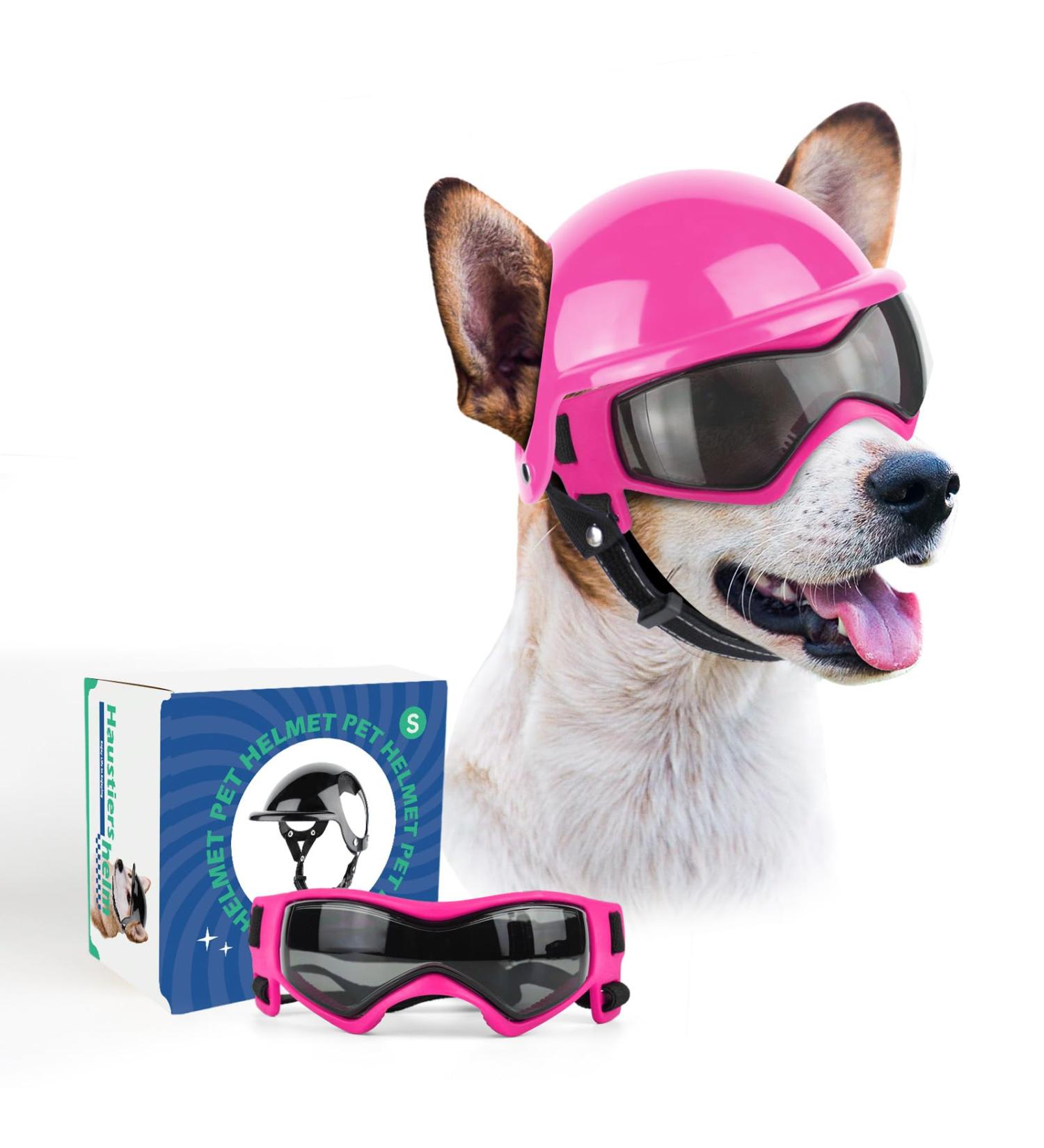 Shop Namsan Anti-UV Dog Glasses & Helmet - Windproof Eye Protection for Small/Medium Dogs | Cool Pink Motorcycle Pet Gear - Buy Online on GoSupps.com