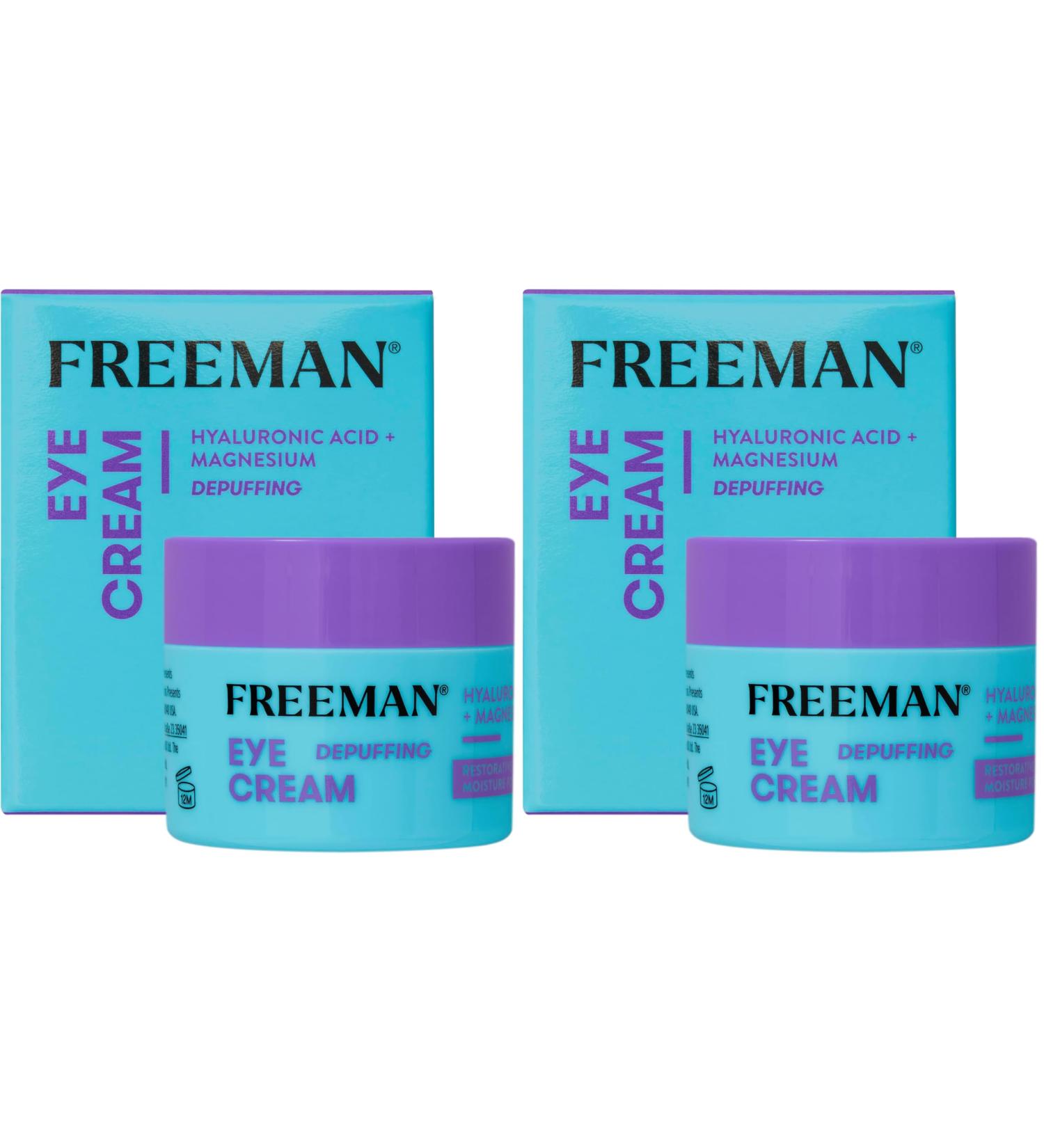 Freeman Restorative Moisturizing & Depuffing Eye Cream + Overnight Leave-On Treatment, For Dull & Tired Eyes, Brightens Undereye Skin, Infused With Magnesium & Hyaluronic Acid, 0.5 fl.oz./ 15 mL Jar 0.5 Fl Oz (Pack of 2) Ey  - Buy Online on GoSupps.com
