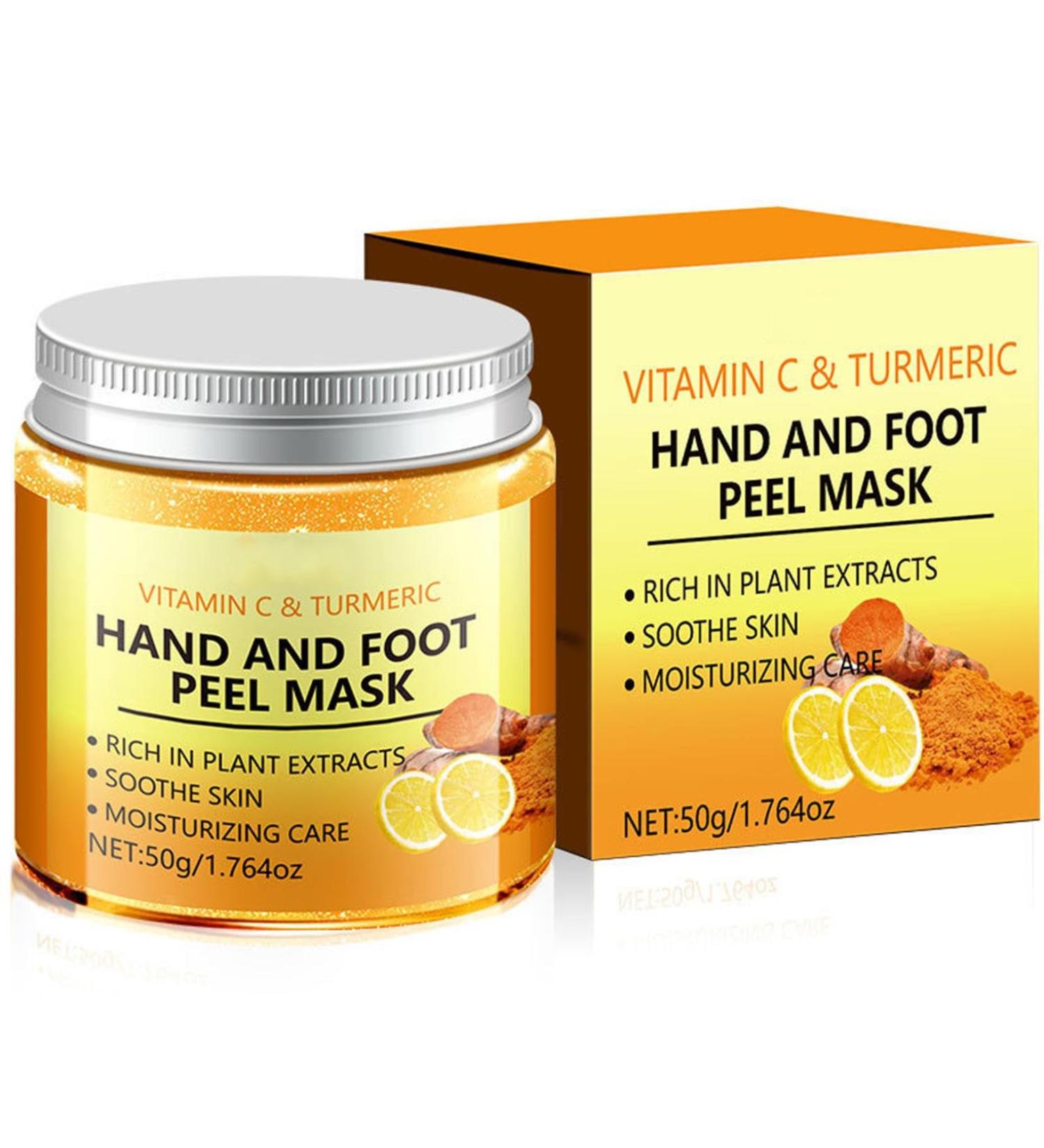 Vitamin C & Turmeric Hand And Foot Peel Mask Hydrating Peel Off Hand Wax Mask Nourishing Exfoliating Repair Dry Rough Cracked Skin Hands Care Exfoliating Hand Peeling Mask For Men & Women - Buy Online on GoSupps.com