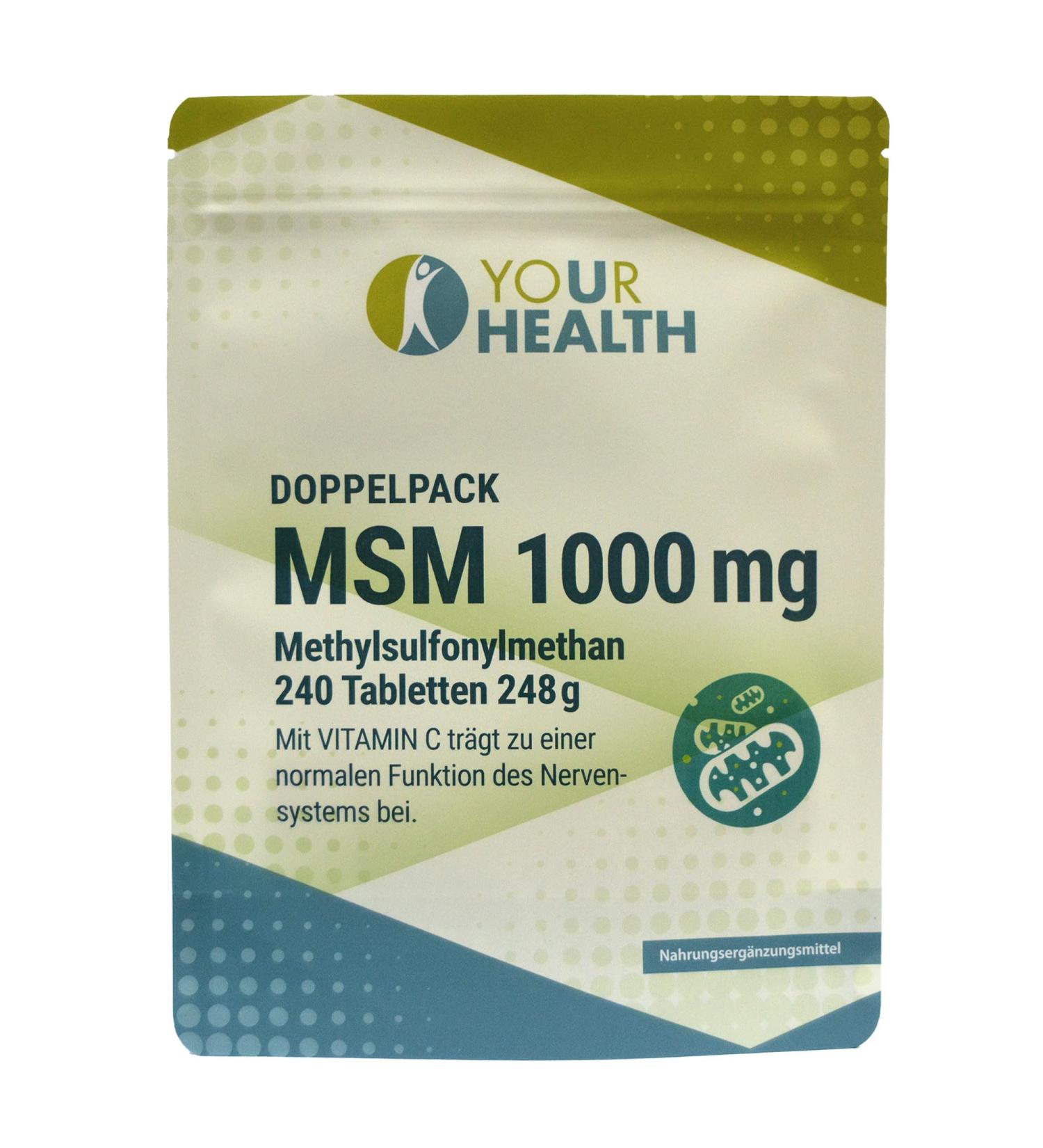 Double pack: MSM 1000 mg Methylsulfonylmethane with vitamin C - 240 tablets