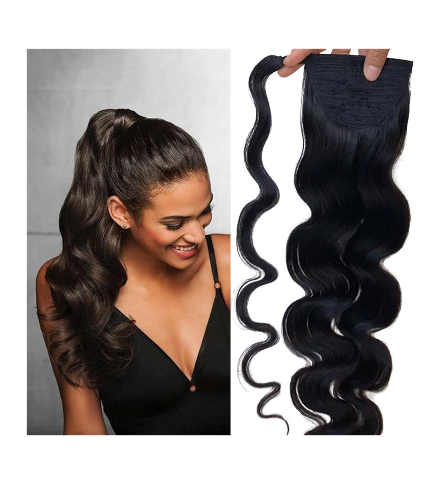 Ponytail Extension Around Drawstring Head Wear Hairpiece for Women Body Wave Ponytail Human Hair Clips in Brazilian Human Remy Hair Extension Wrap Ponytail Hair Extension(Natural Black 26inches) 26inches Natural Black - Buy Online on GoSupps.com