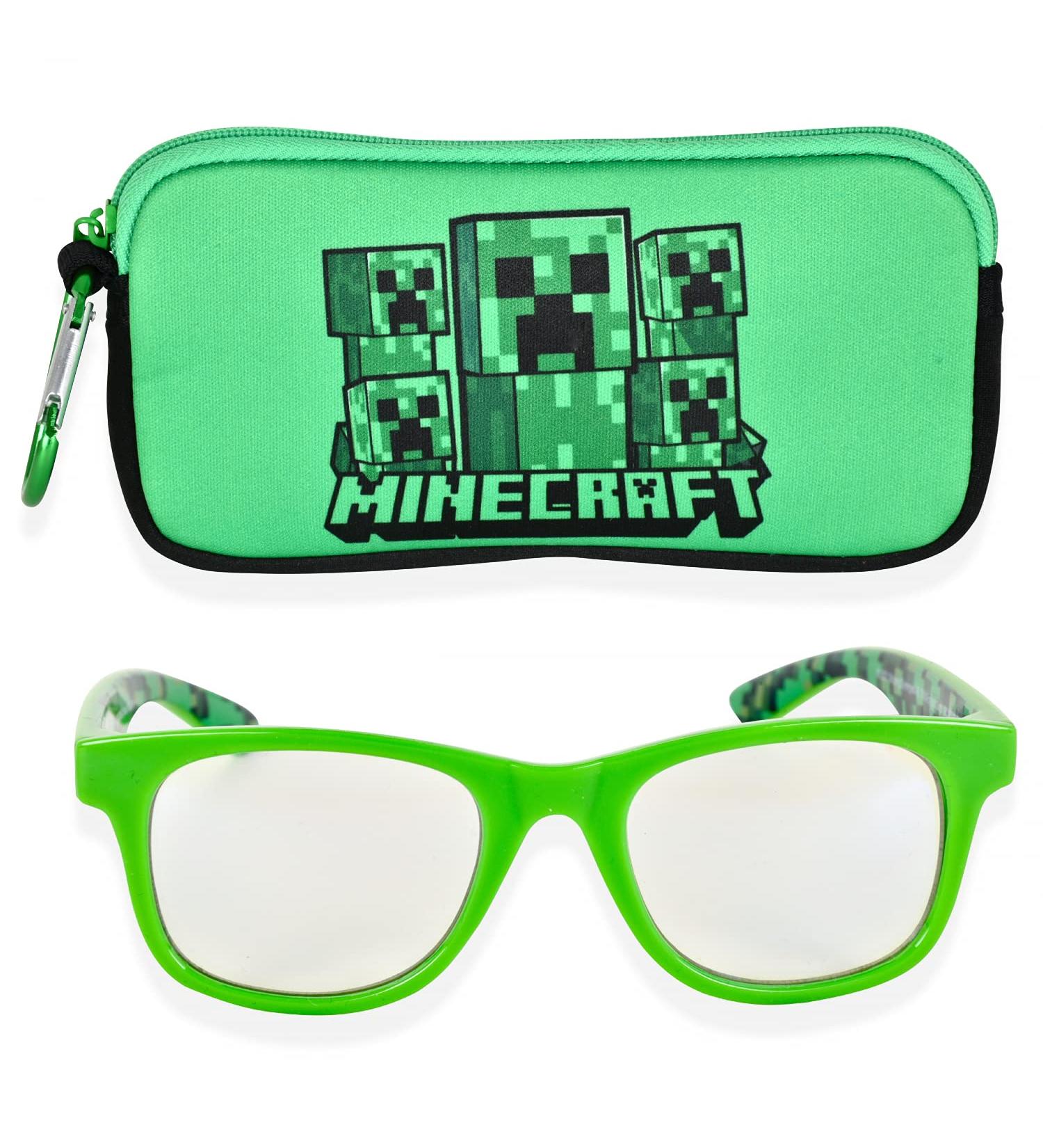 Kids Minecraft Blue Light Blocking Glasses with Case | Gaming Eyewear for Boys Age 2-10 (Green/Black) - Buy Online on GoSupps.com