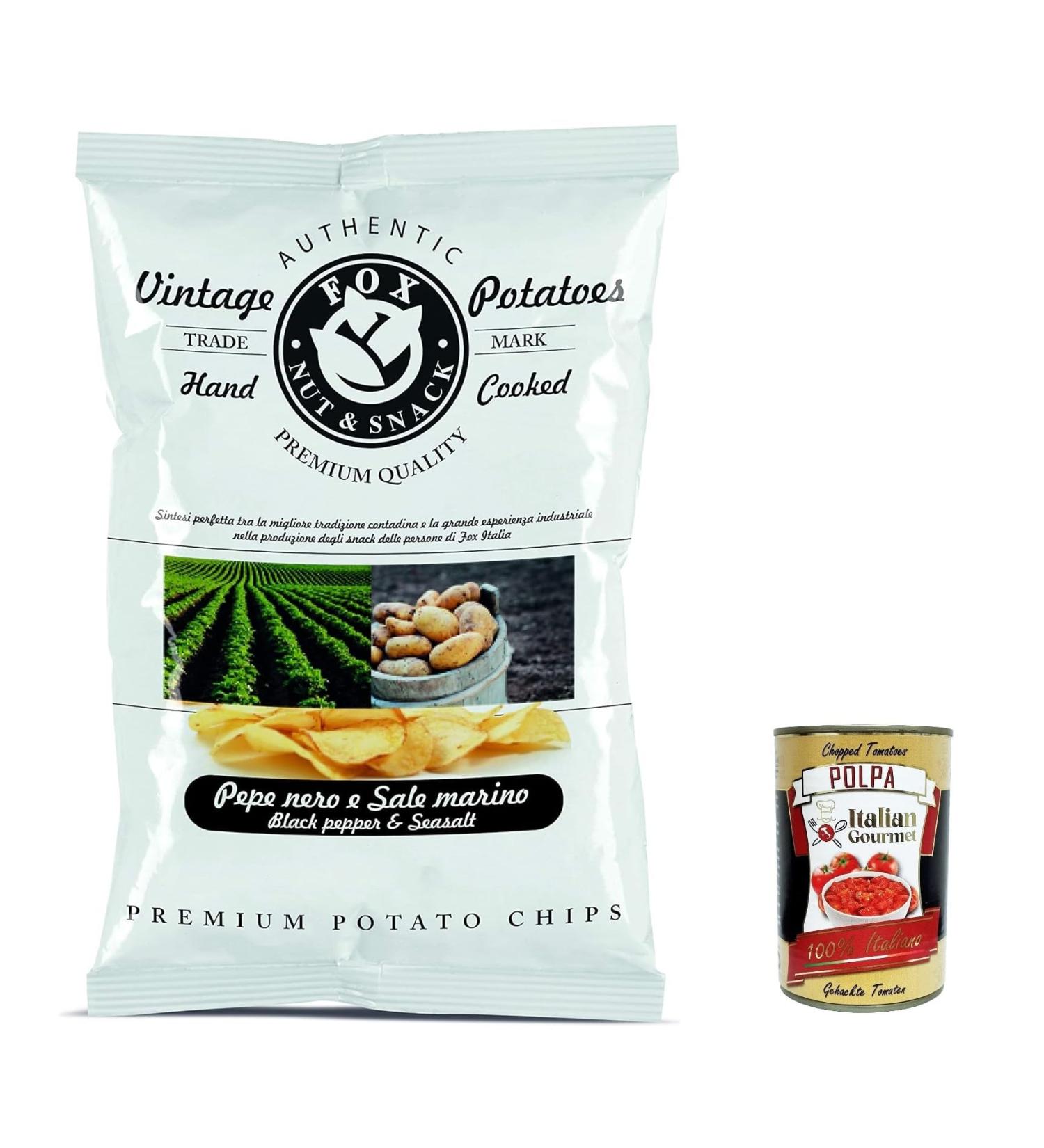  Italian Gourmet E.R. Fox Natural Quality Vintage Pack of 5 Potatoes with Black Pepper and Sea Salt Premium Italian Handmade Potato Chips 120g + Italian Gourmet Polpa 400g - Buy Online on GoSupps.com