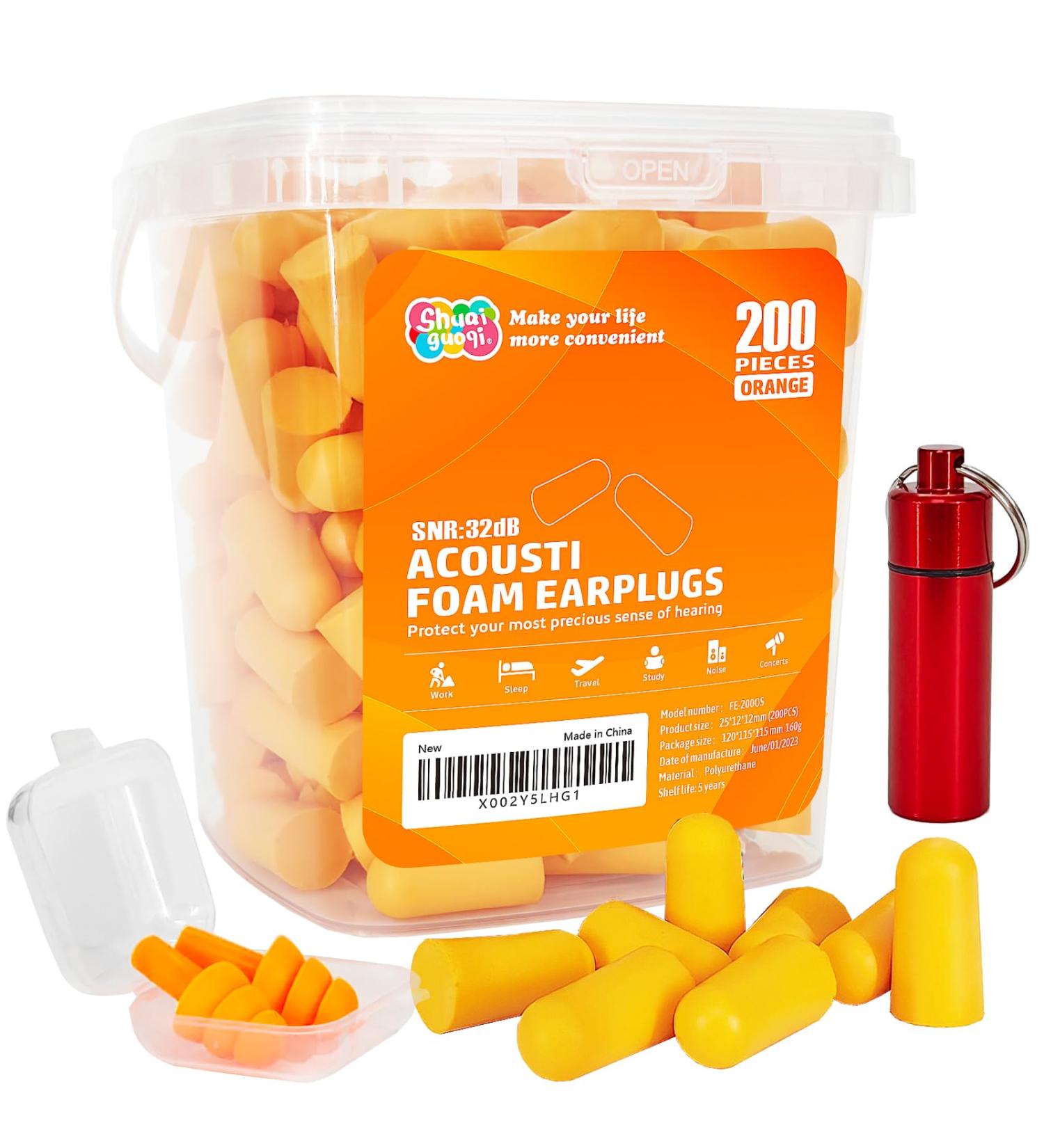 Buy 200Pcs Soft Foam Ear Plugs - Noise Cancelling Slow Rebound Disposable for Sleeping Snoring Shooting Study & Travel (Orange) - International Shipping Available - Buy Online on GoSupps.com