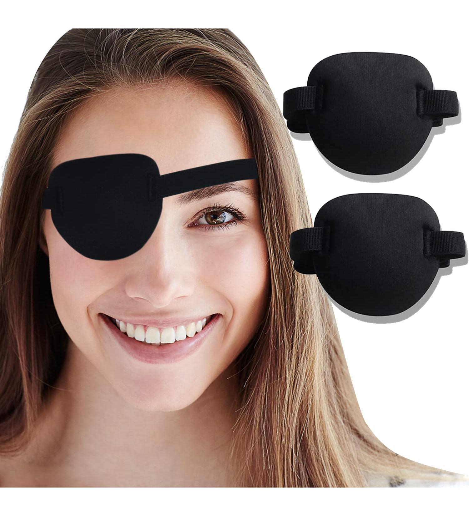 AMZVIO 2pcs 3D Eye Patches for Adults & Kids - Soft Medical Eyepatch for Amblyopia & Lazy Eye Right & Left Eye Black - Buy Online on GoSupps.com