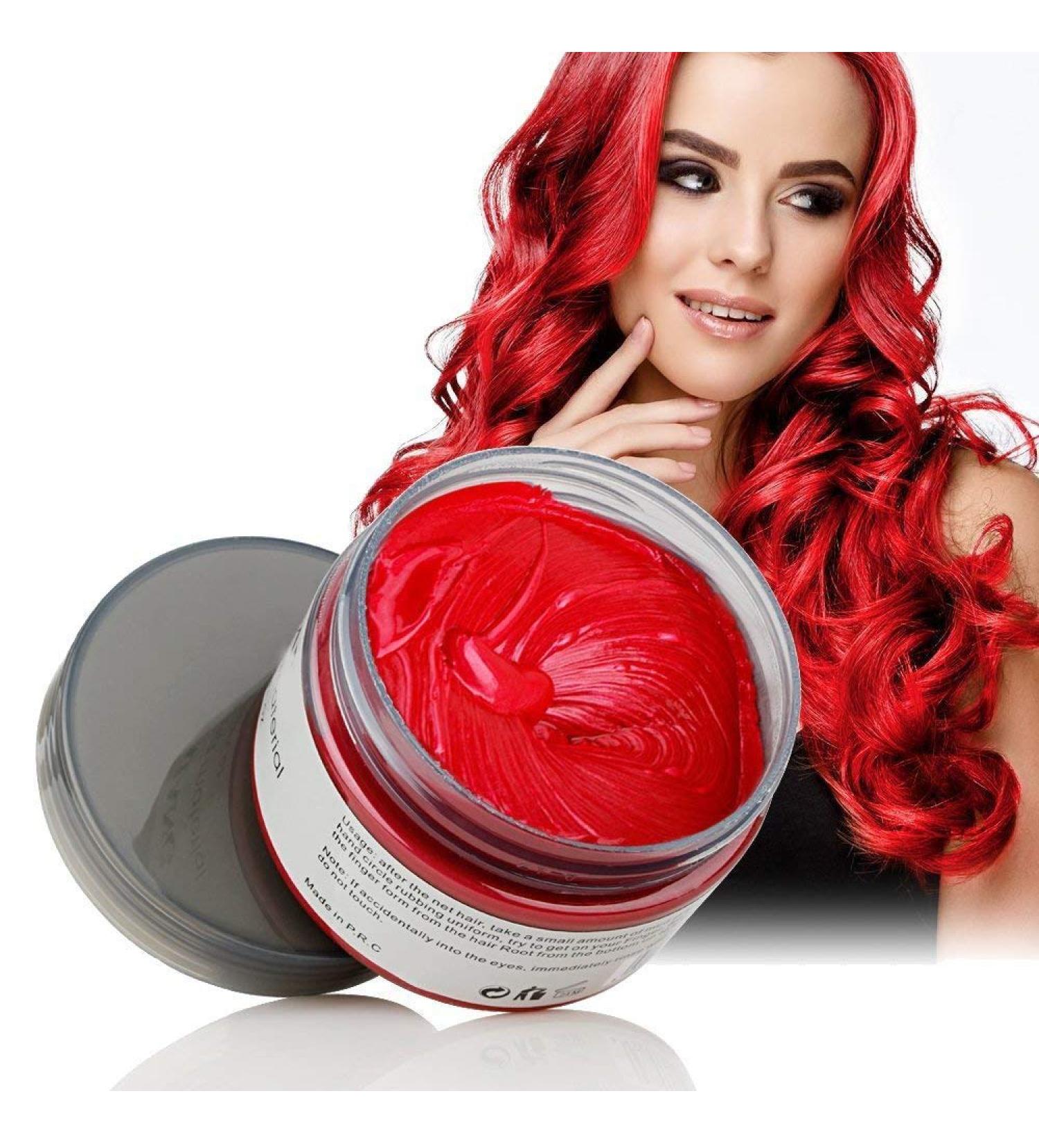 Temporary Hair Wax Color - Washable Hairstyle Dye for Men & Women | Natural Ingredients - 120g Red - Buy Online on GoSupps.com