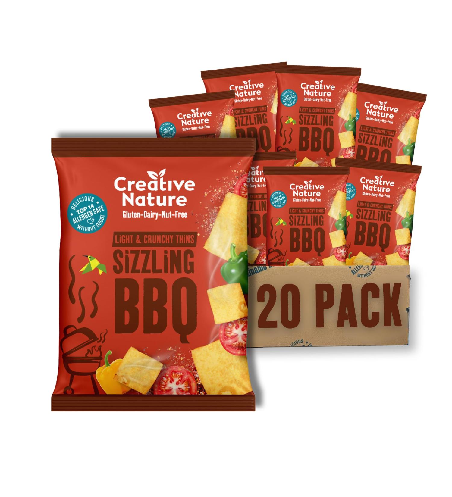 Creative Nature Savoury Snacks | BBQ Flavour Vegan Snacks | Healthy Gluten Free Snack Bags | Free From Top 14 Allergens | 20 x 20g 20 g (Pack of 20) - Buy Online on GoSupps.com