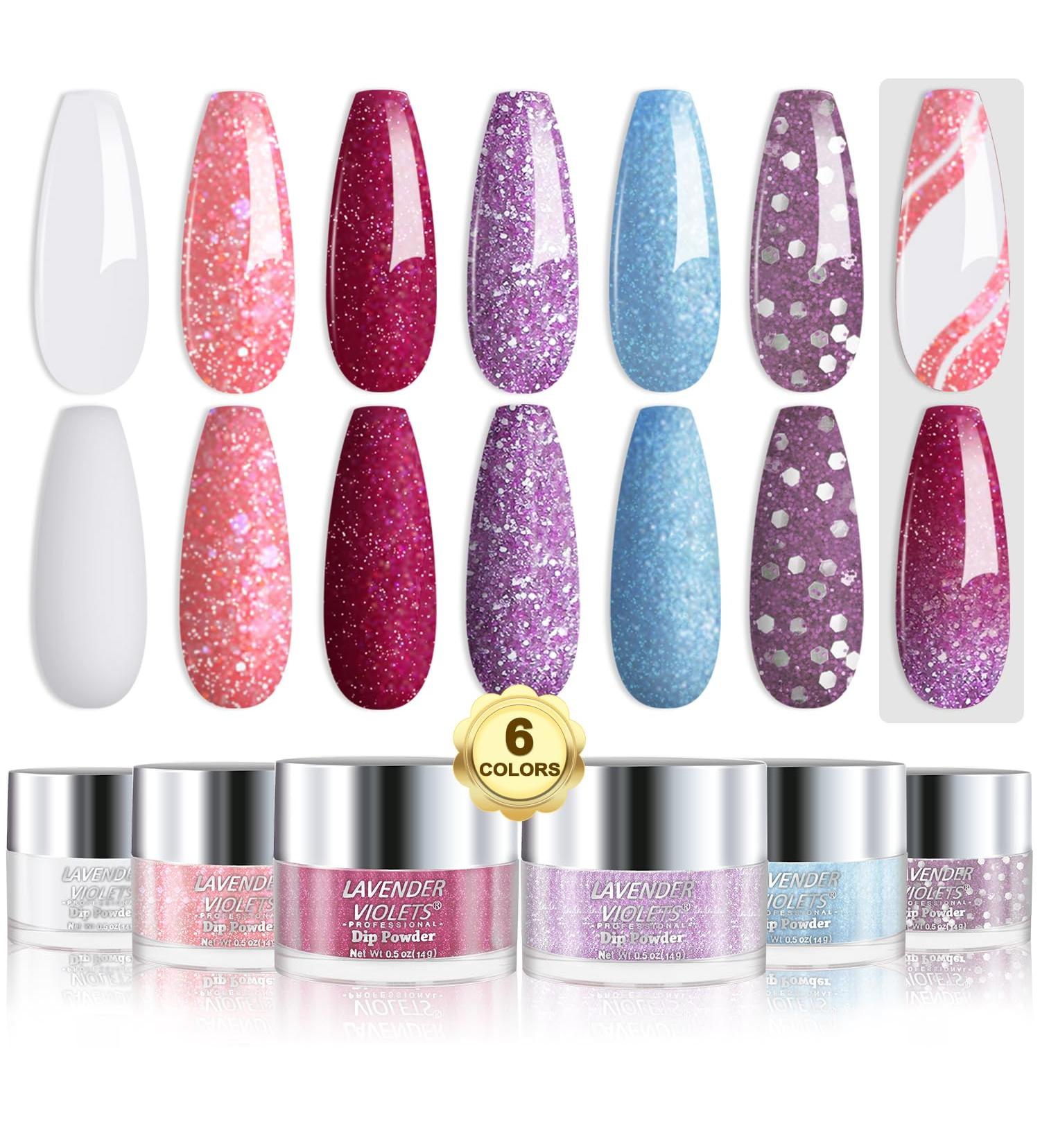 Lavender Violets 14g x 6 Colors Dip Powder White Nude Pink French Nail Art Manicure Large Capacity Dipping Powder Nail Powder Salon Choice J224 - Buy Online on GoSupps.com