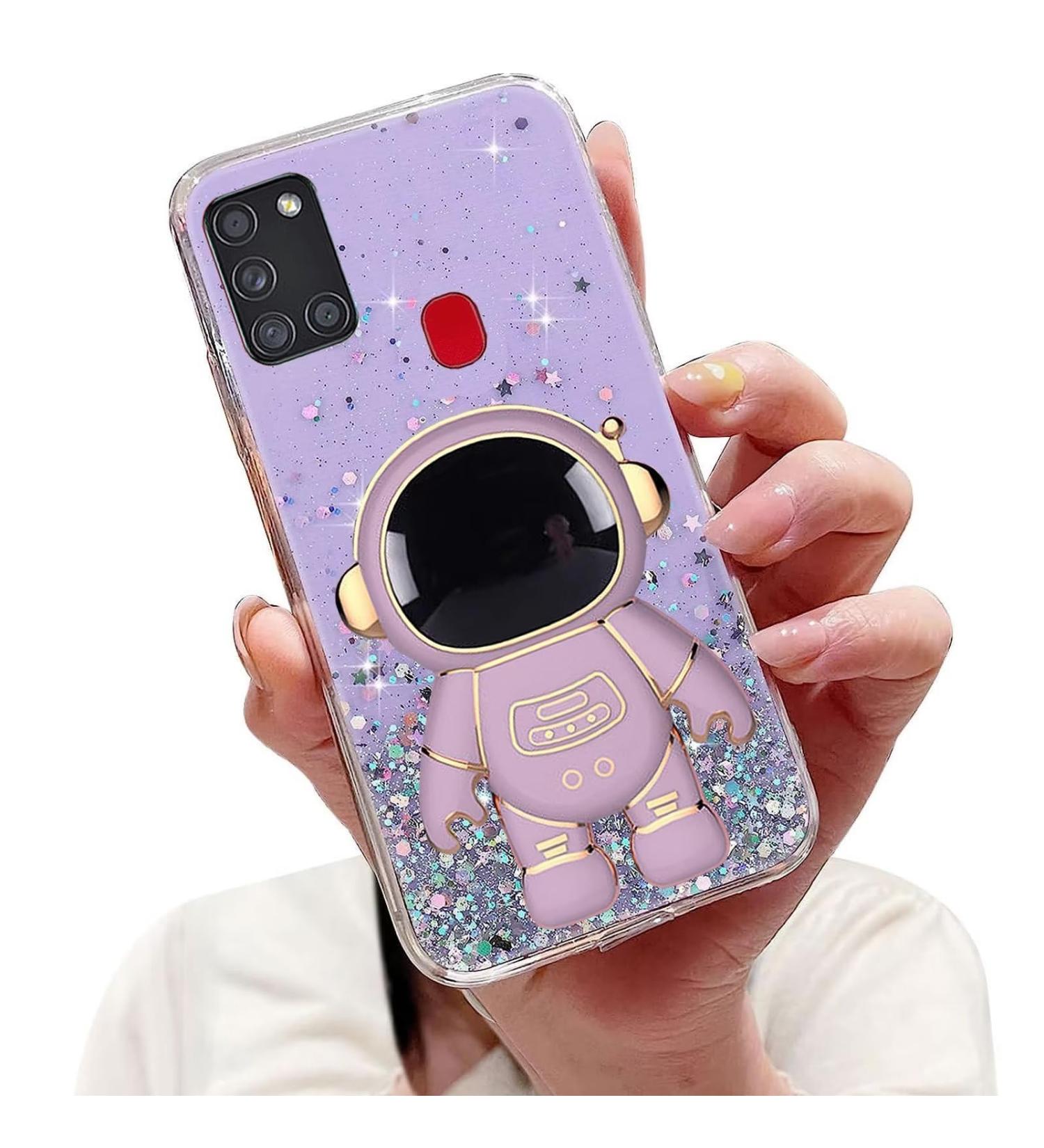 Buy Tivenfezk Nadoli Astronaut Hidden Stand Shell for Samsung Galaxy A21S - Purple Glitter Soft Silicone Case - Buy Online on GoSupps.com