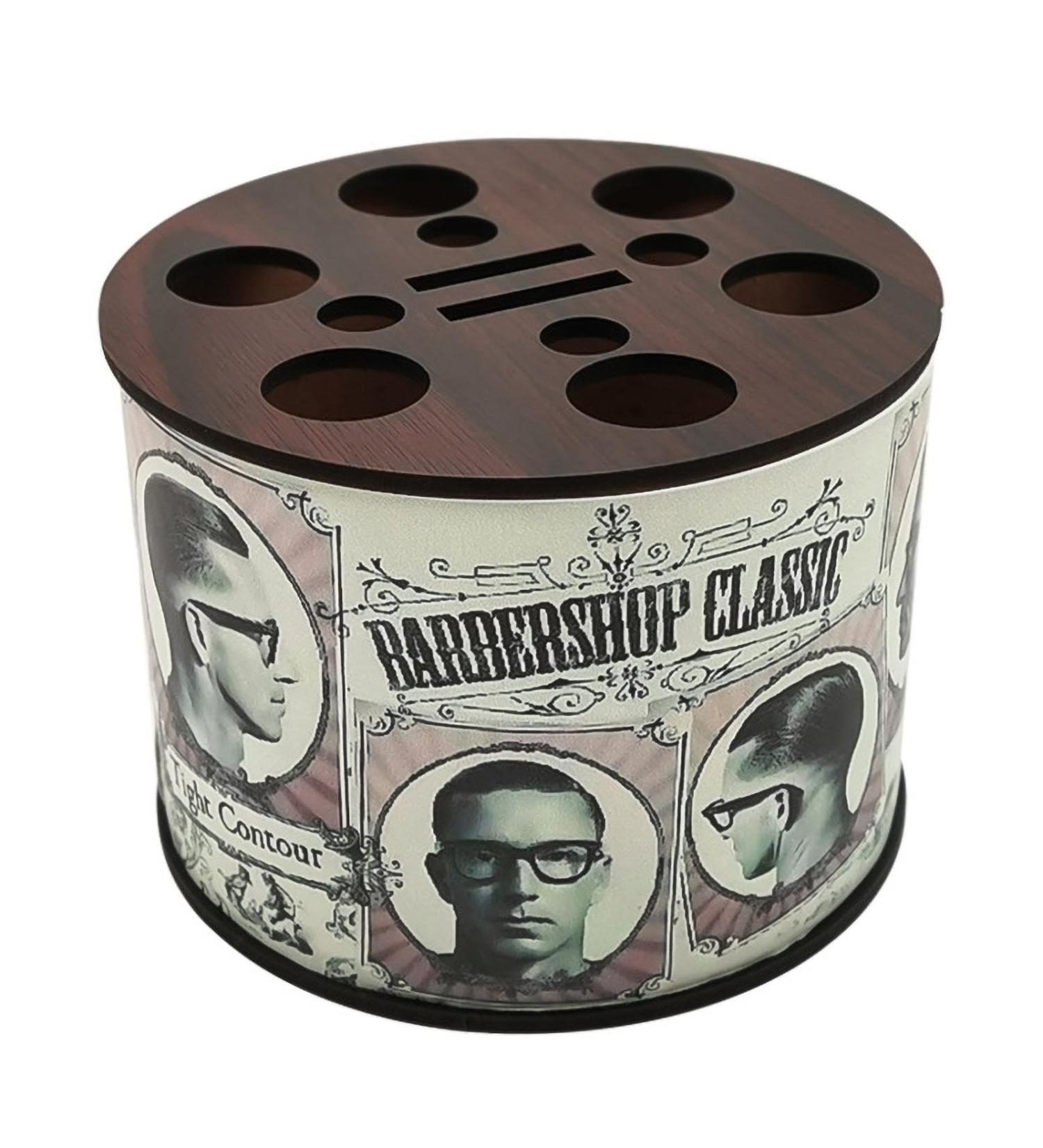 Barber Scissors Storage Holder - Wooden Material Round Barber Tools Storage Holder | Hairdressing Tools Desktop Organizer | Multiple Compartments Barber Scissors Holder for Salons Homes Parlors - Buy Online on GoSupps.com