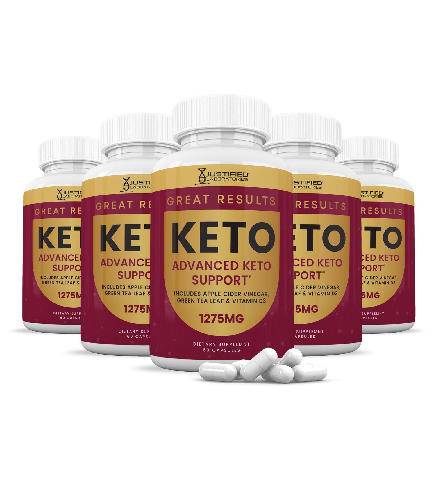 Justified Laboratories Great Results Keto ACV Pills 1275MG Formulated with Apple Cider Vinegar Keto Support Blend 60 Capsules (5 Bottles) - Buy Online on GoSupps.com