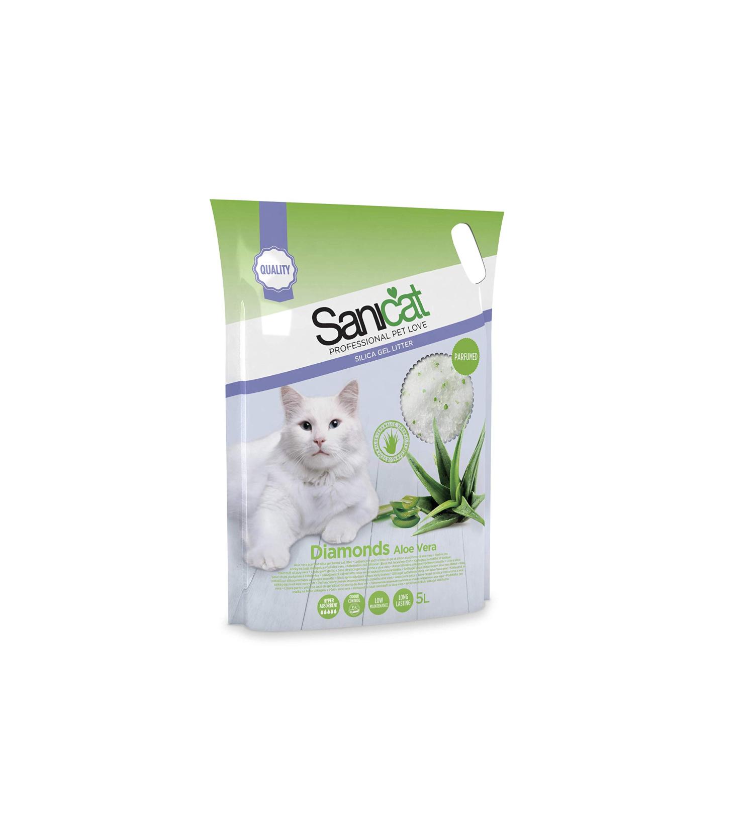 Sanicat Diamonds Aloe Vera Silica Gel Cat Litter 5L 5 l (Pack of 1) - Buy Online on GoSupps.com