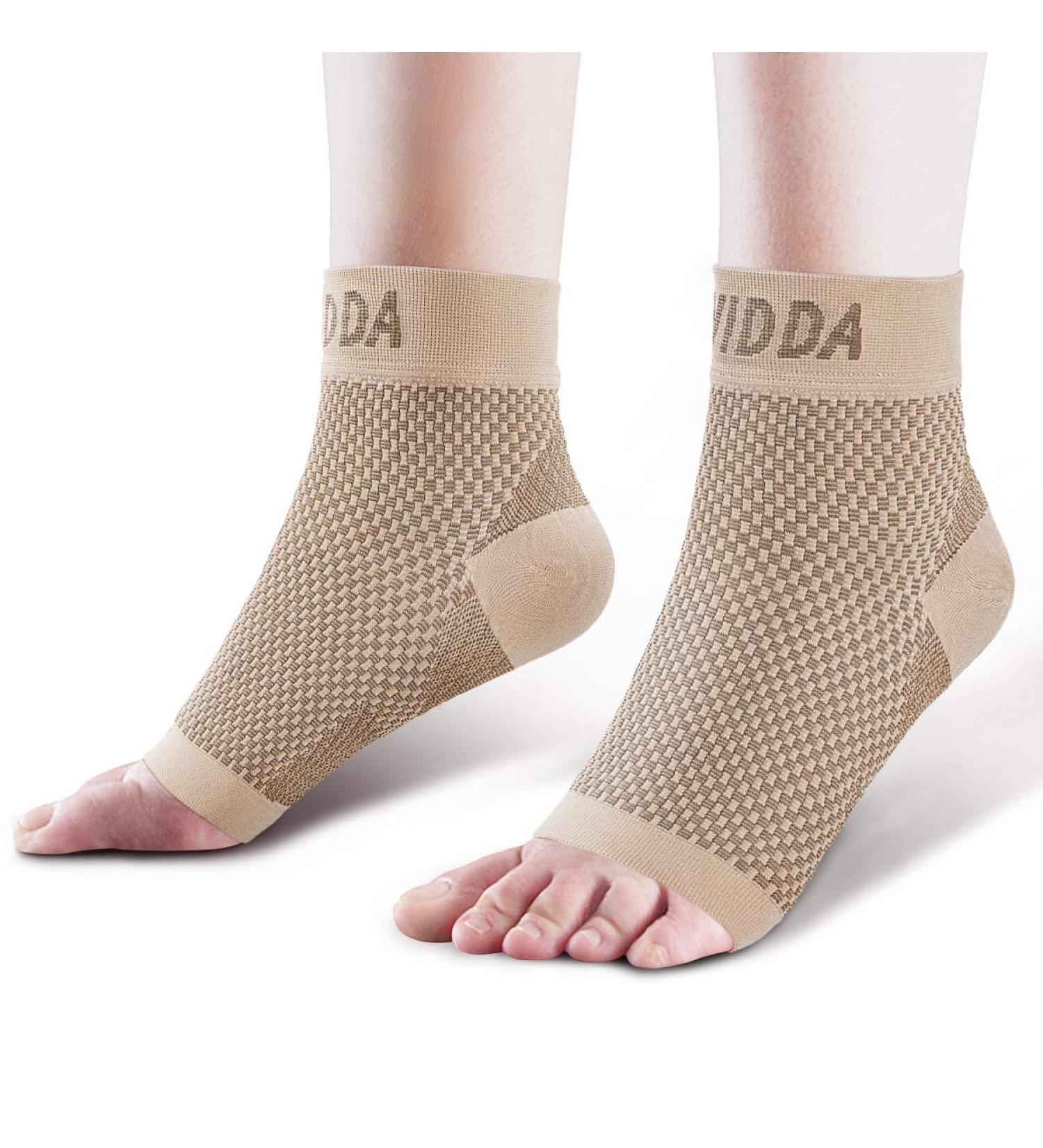 AVIDDA Plantar Fasciitis Support Socks - Compression Foot Sleeves for Pain Relief, Sprained Ankle, and Sports Protection - Size L Beige - Buy Online on GoSupps.com