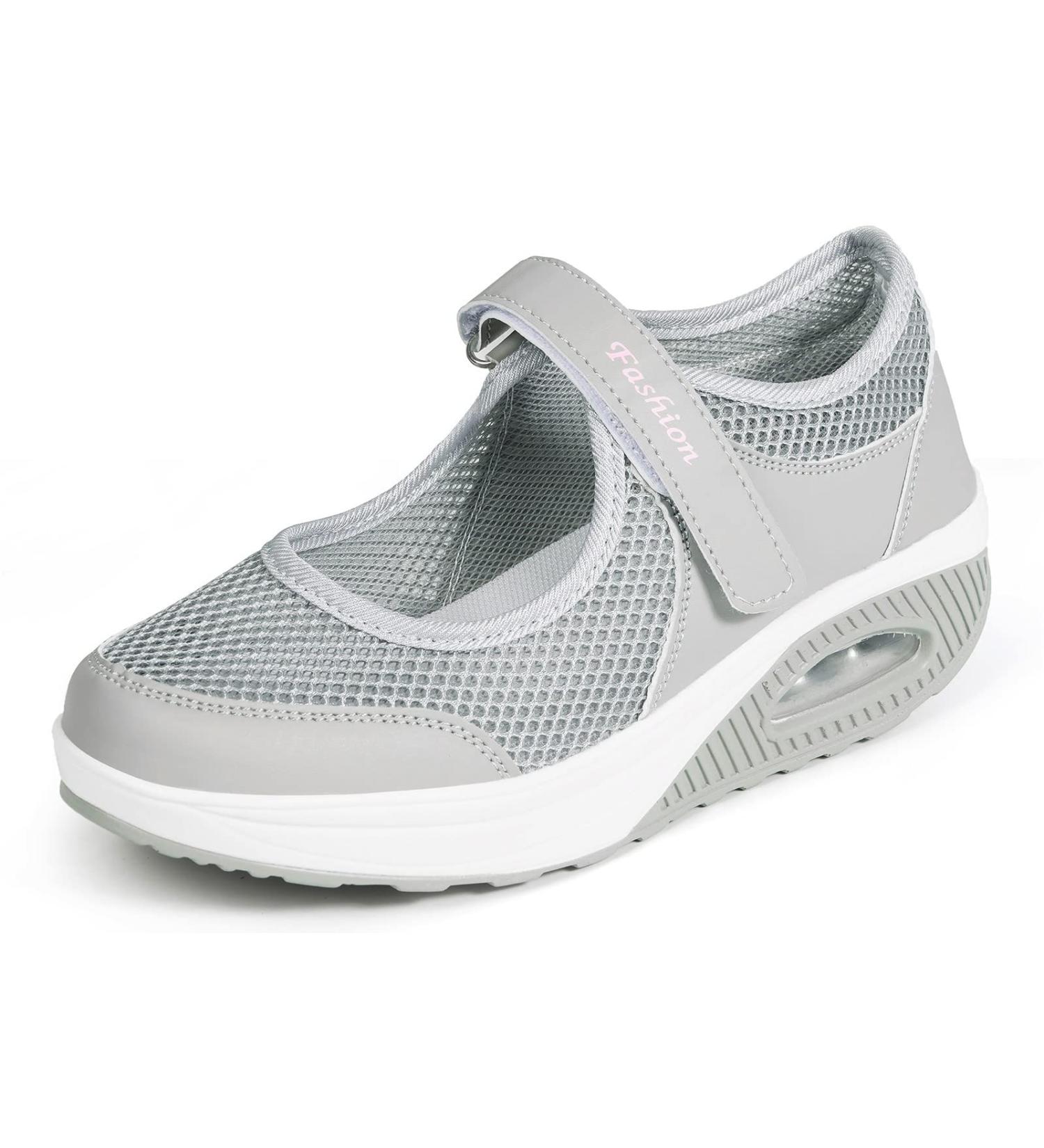 Buy Women's Gray Wedge Heel Sandals | Lightweight Breathable Sneakers for Summer | Comfortable Espadrilles & Walking Shoes - 38 EU - Buy Online on GoSupps.com
