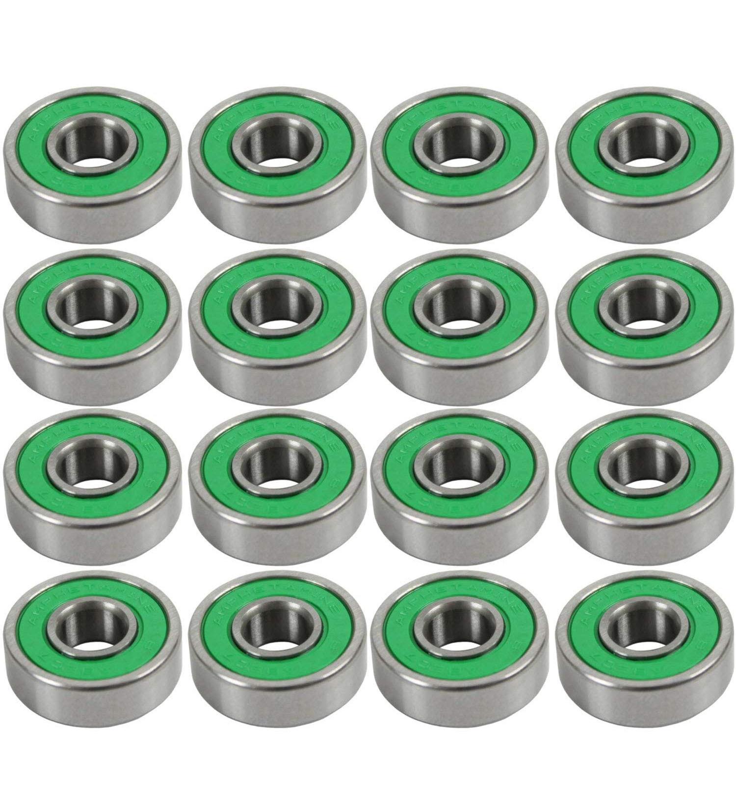 Amphetamine Inline Skate Speed Bearings - Set of 16 - Ceramic & Stainless Steel Options - ABEC 5/7 - Pre-Lubricated for 8 Wheels - Buy Online on GoSupps.com