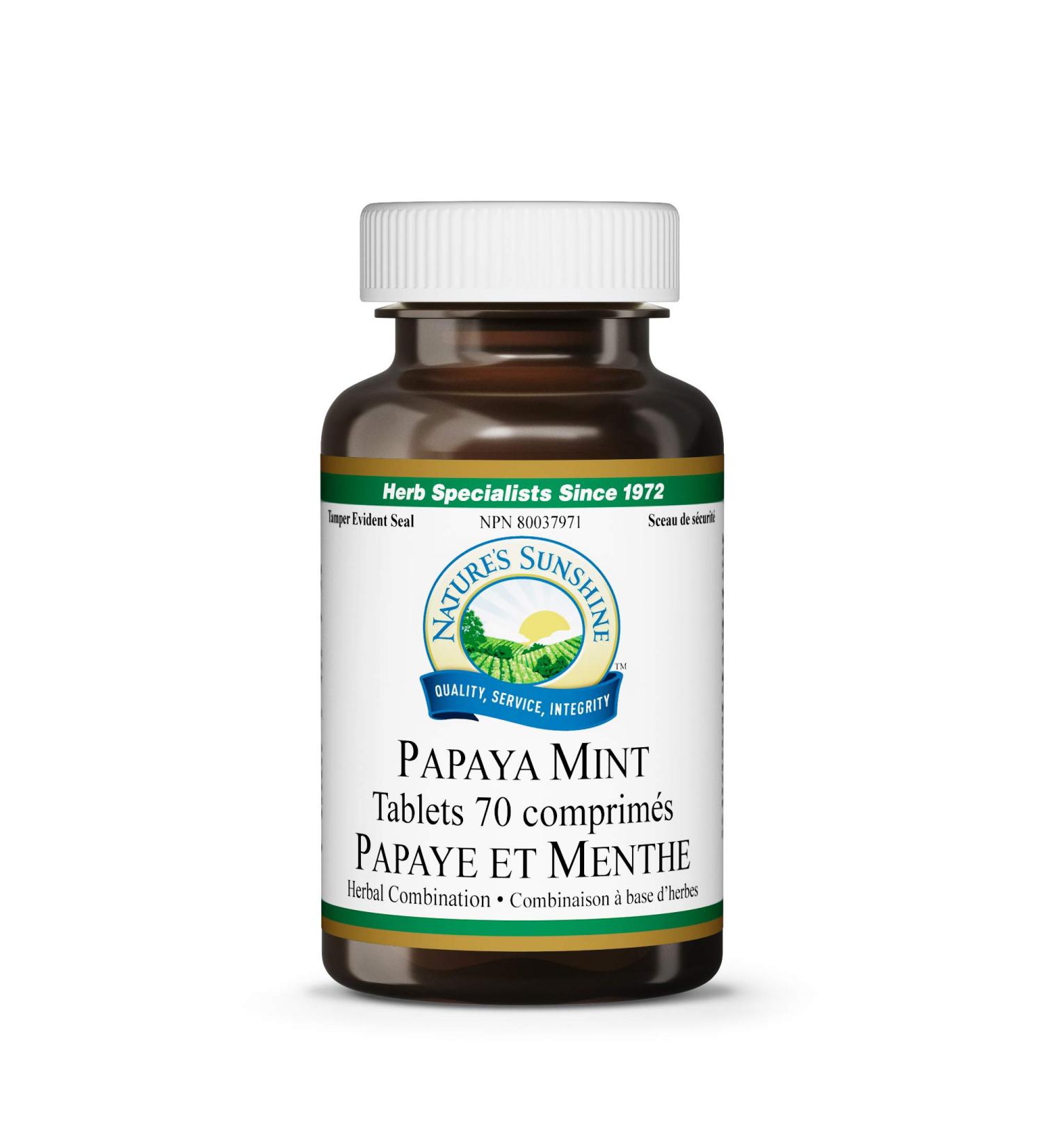 Nature's Sunshine Papaya Mint 70 chewable tablets - Buy Online on GoSupps.com