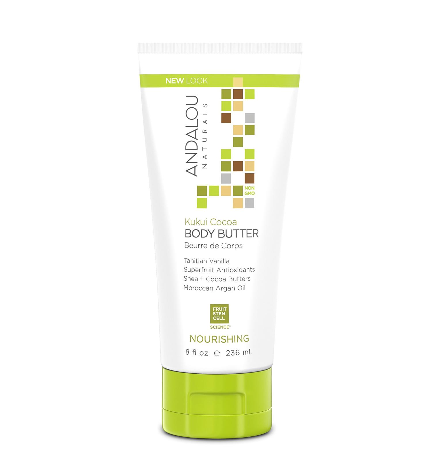 Andalou Naturals Kukui Cocoa Nourishing Body Butter 8oz - Hydrating Body Moisturizer - Buy Online on GoSupps.com