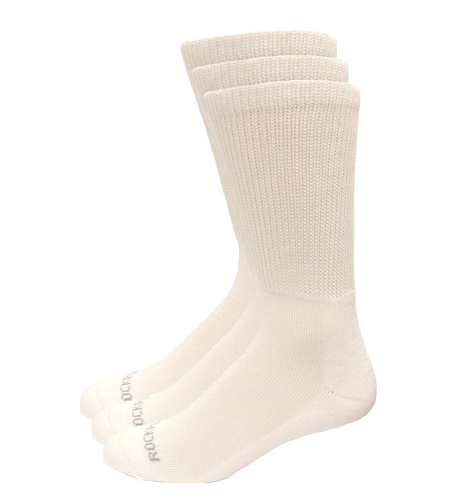 Rock Port Diabetic Crew Socks Mens Size 8-12 3 Pair White
