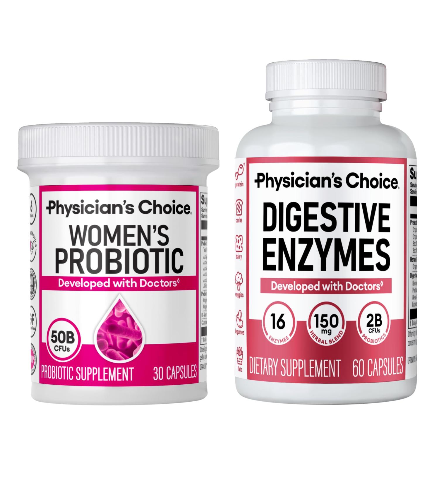 Physician's CHOICE - Women's Digestive Harmony Bundle: Probiotics for Women + Digestive Enzymes - Buy Online on GoSupps.com