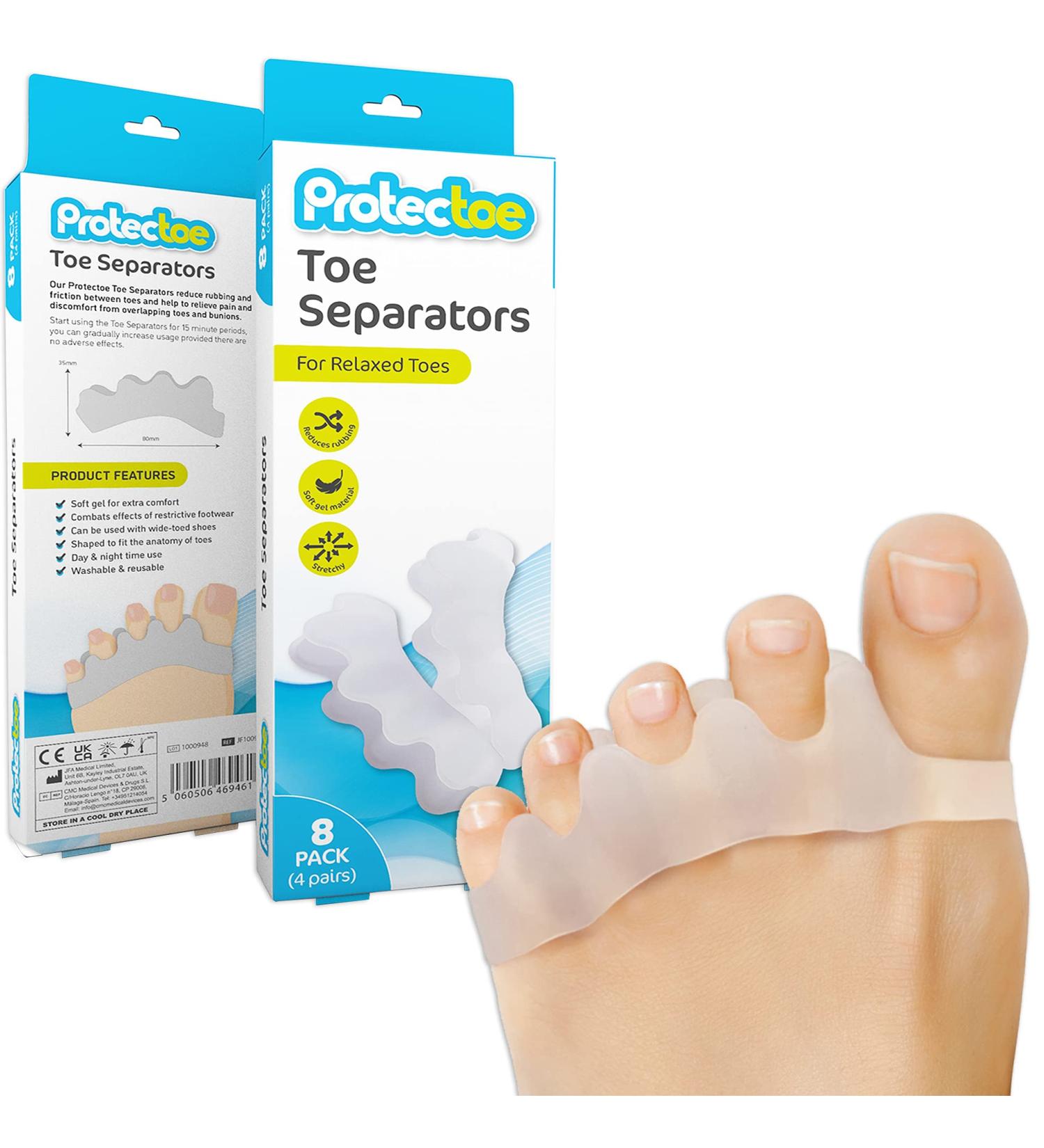 Protectoe Gel Toe Separators - Set of 8 for Overlapping Toes | Toe Spacers & Spreaders - Buy Online on GoSupps.com