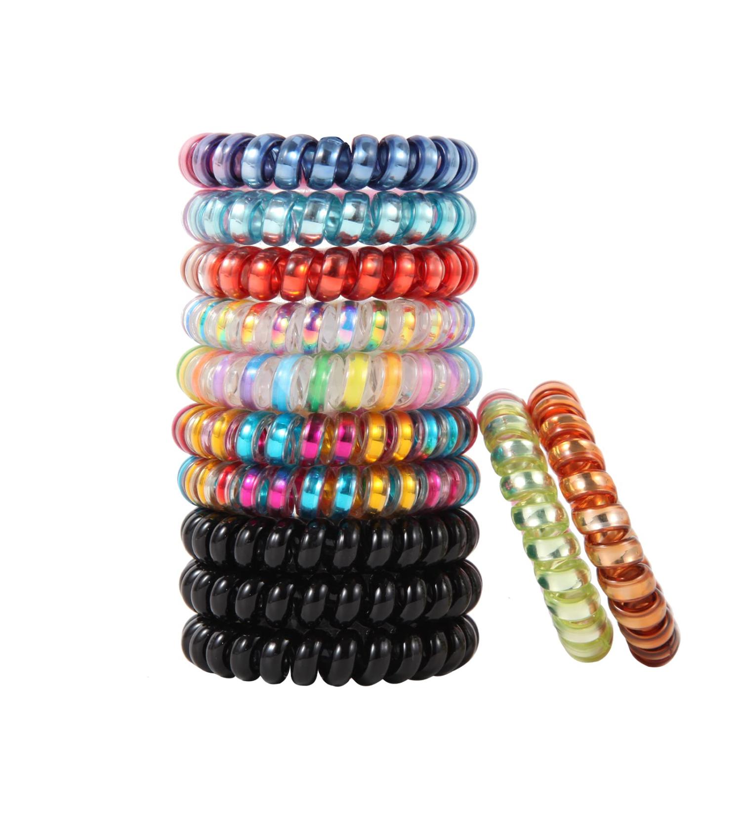 Spiral Hair Ties 12PCS - Colorful Traceless Elastic Coils for Women & Girls - Buy Online on GoSupps.com
