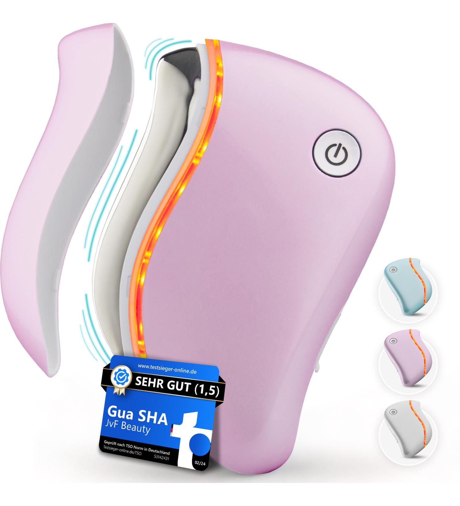 JVF Beauty Gua Sha Electric Facial Massage Device | Face Lifting & Anti-Aging | Vibration Warmth & Red Light Therapy | Pink - Buy Online on GoSupps.com