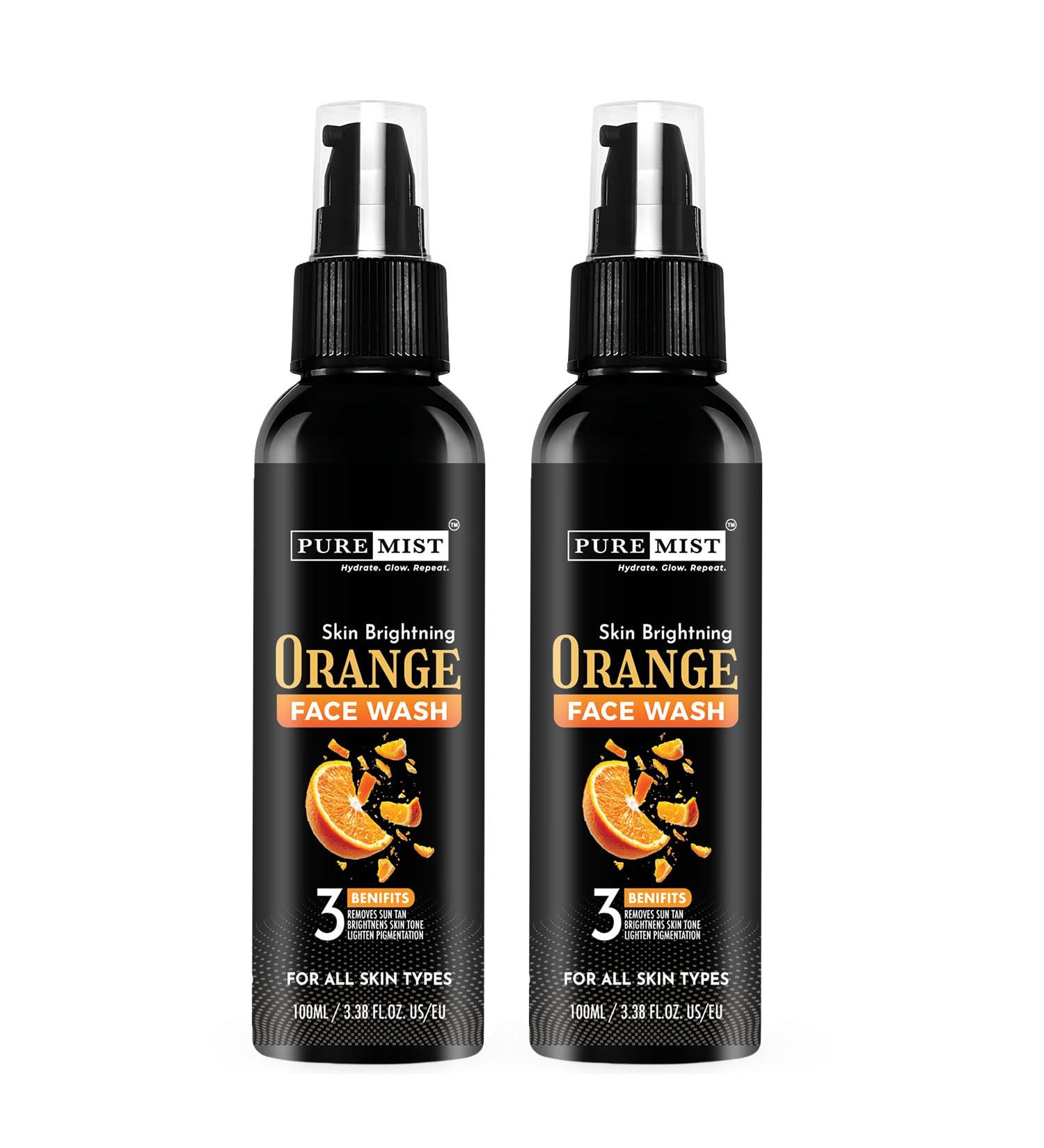 PUREMIST Orange Face Wash Brightens Skin & Controls Oil | With Orange Extract & Vitamin C | Daily Cleanser for Men & Women | 100 ml (2) - Buy Online on GoSupps.com