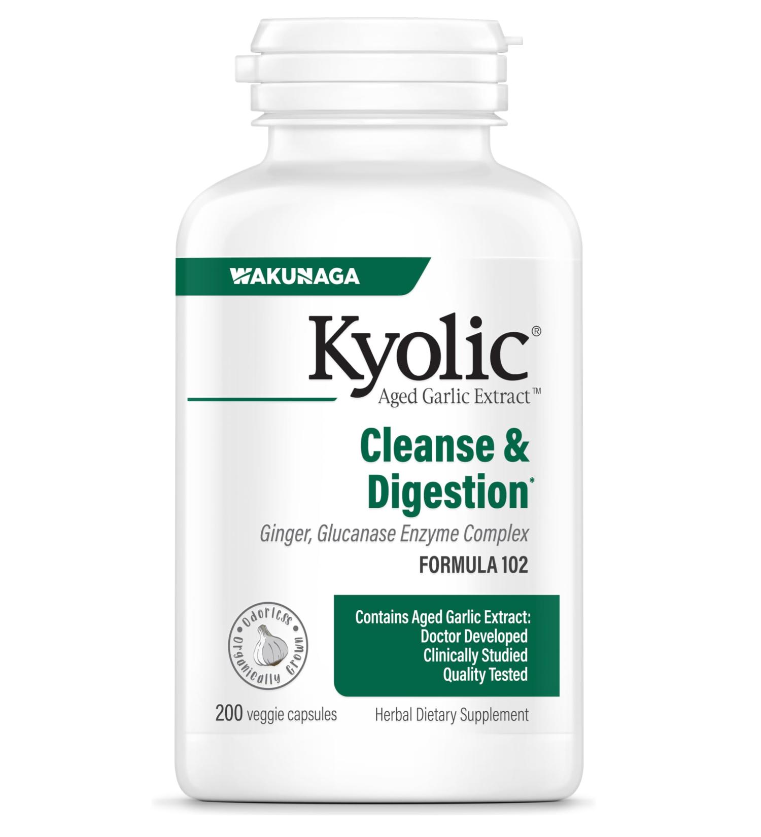 Kyolic Aged Garlic Extract Formula 102 Cleanse & Digestion* Ginger and Enzyme Complex 200 Capsules - Buy Online on GoSupps.com