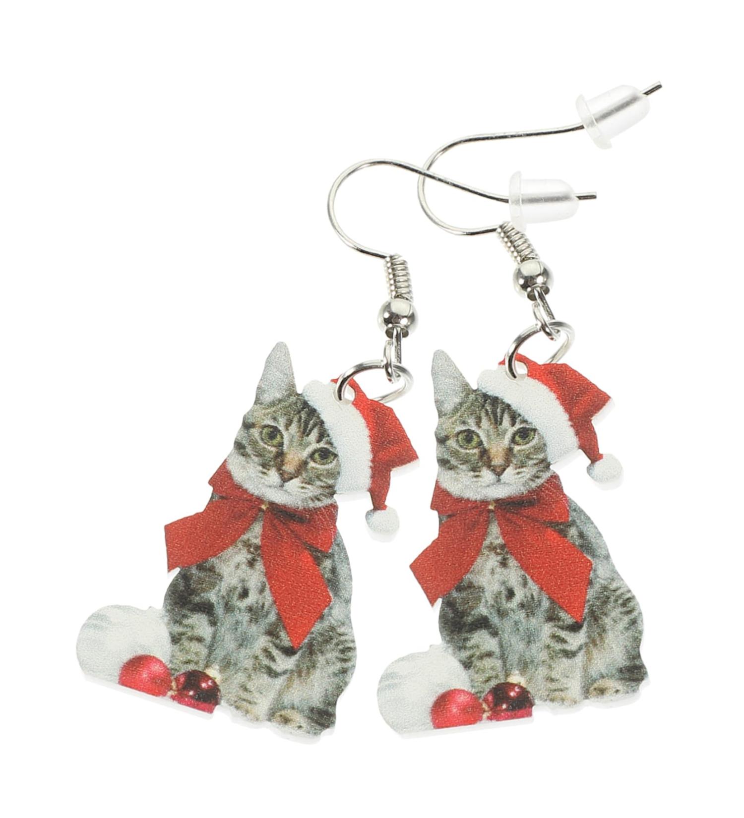 Milisten 1 Pair Women Earrings Christmas Ear Studs Lovely Earrings Santa Hat Jewelry Christmas Tree Miss - Buy Online on GoSupps.com