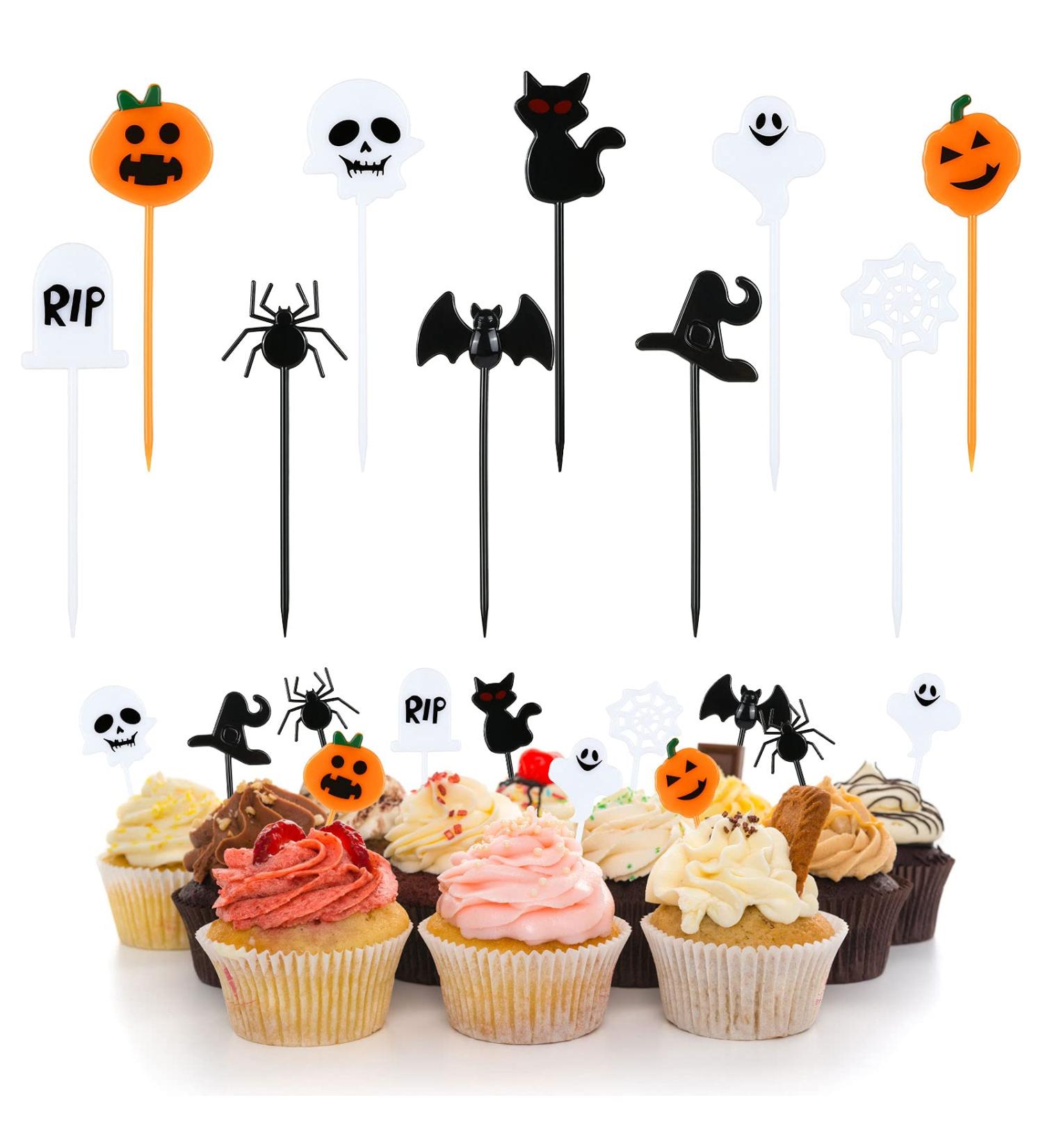 KESOTE 100PCS Halloween Cupcake Toppers  Plastic Halloween Toothpicks Halloween Cupcake Food Cocktail Appetizer Picks for Halloween Baby Shower Birthday Wedding Party Cake Decorations - Buy Online on GoSupps.com