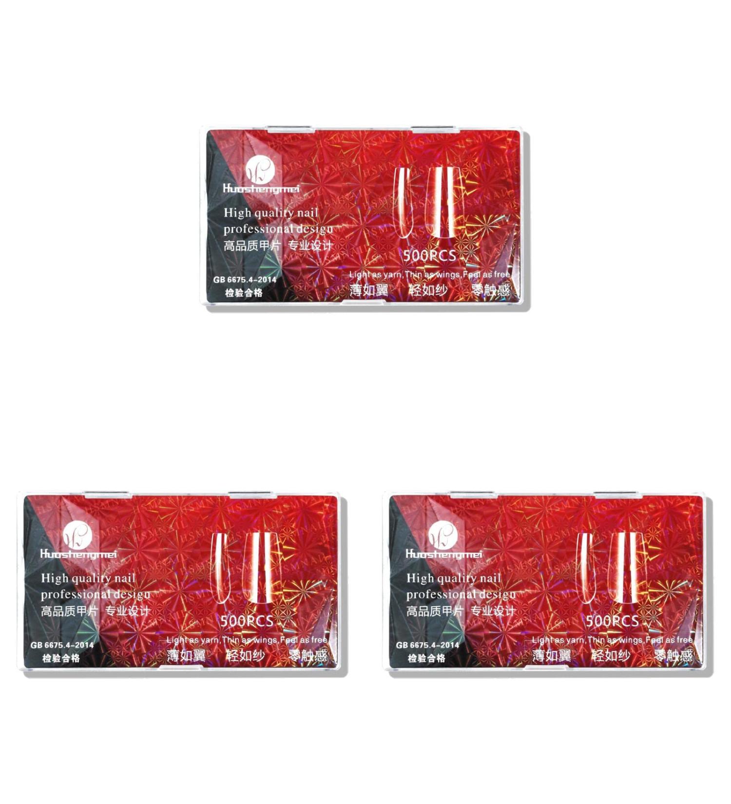 YOXIER Fake Tips Artificial Stick On Type Clear Long Nails Ornament Plentiful Quantity Birthday Gift D 3 Pcs
