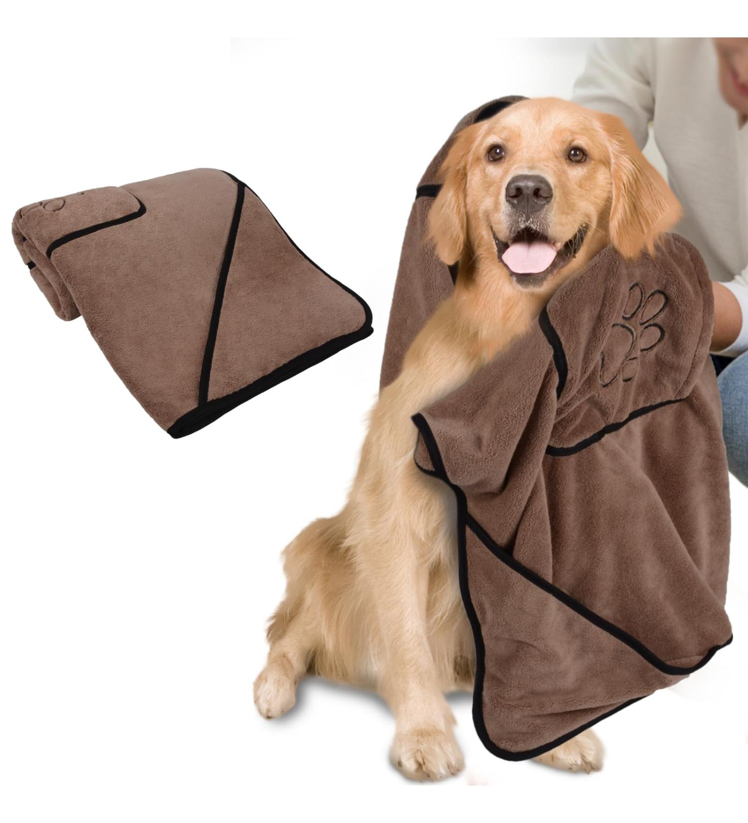 KinHwa Super Absorbent Microfiber Pet Towel for Dogs & Cats - 76CM x 127CM Dark Brown - Buy Online on GoSupps.com