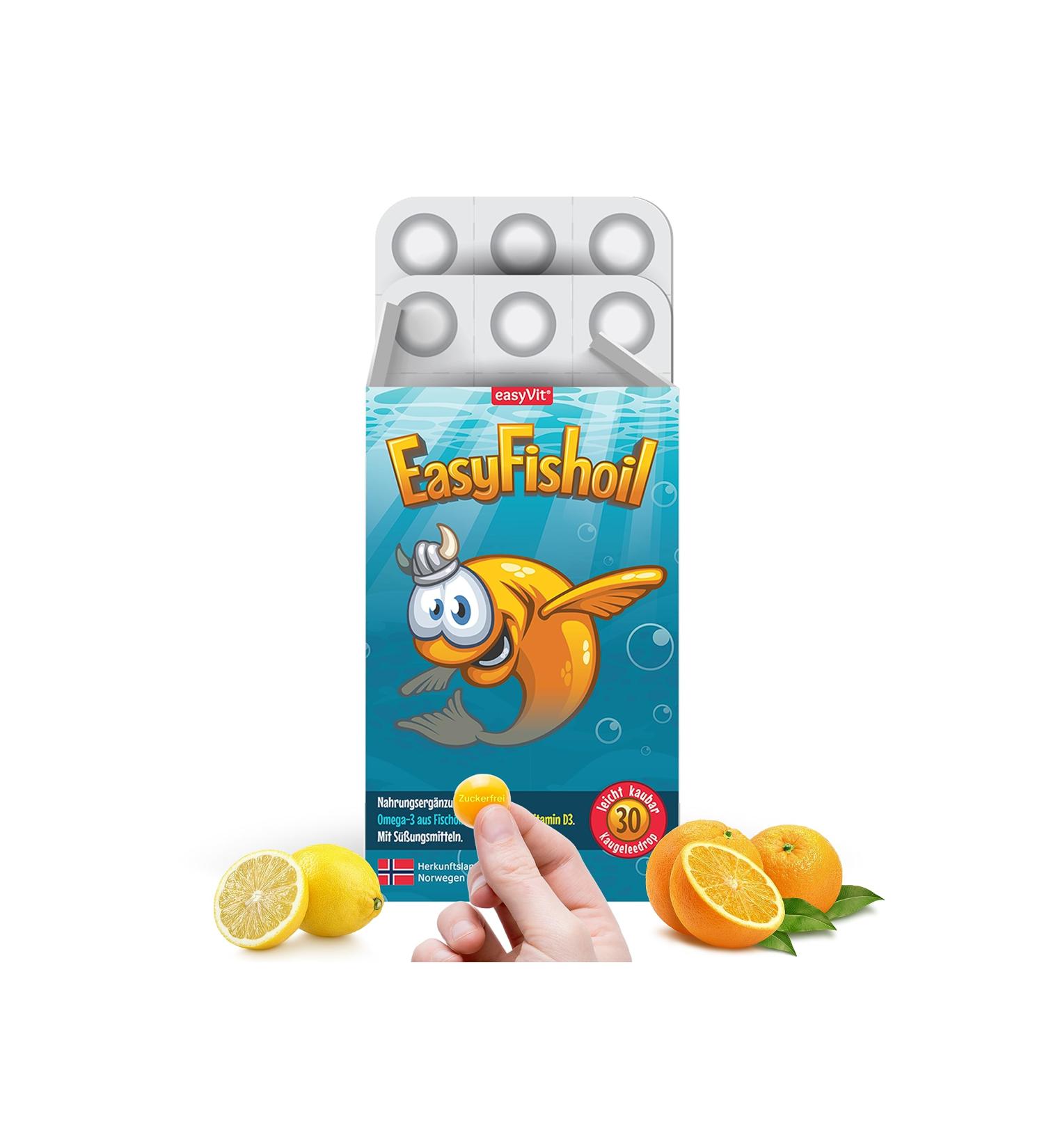 Easyfishoil Omega 3 for Kids with Vitamin D3 - 30 Soft Jelly Capsules | Halal Certified High Dose Fish Oil from Norway - Buy Online on GoSupps.com