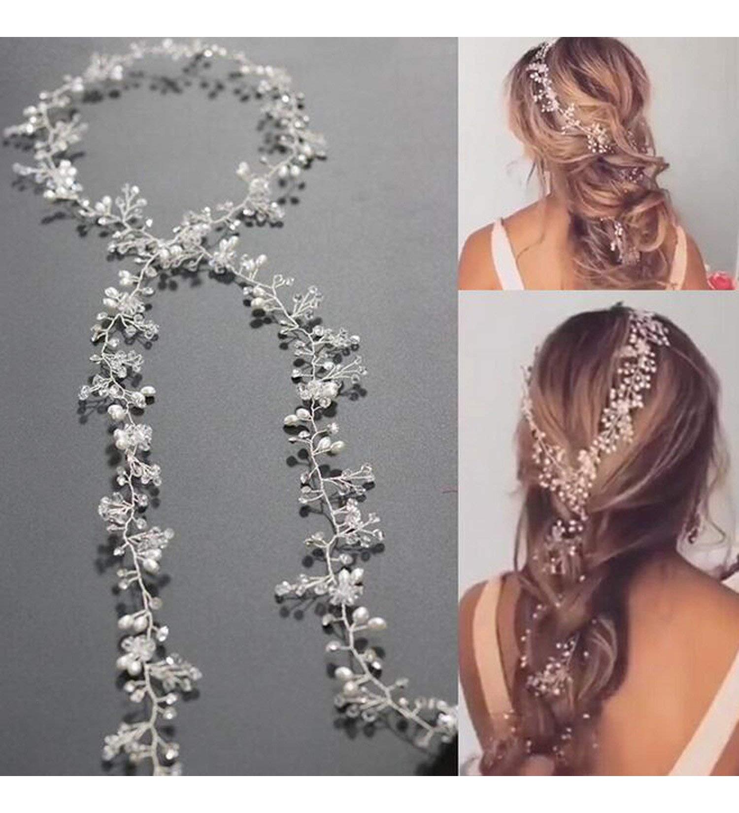 Yean Wedding Hair Vine 100cm Silver - Bridal Headband for Bride & Bridesmaid - Buy Online on GoSupps.com