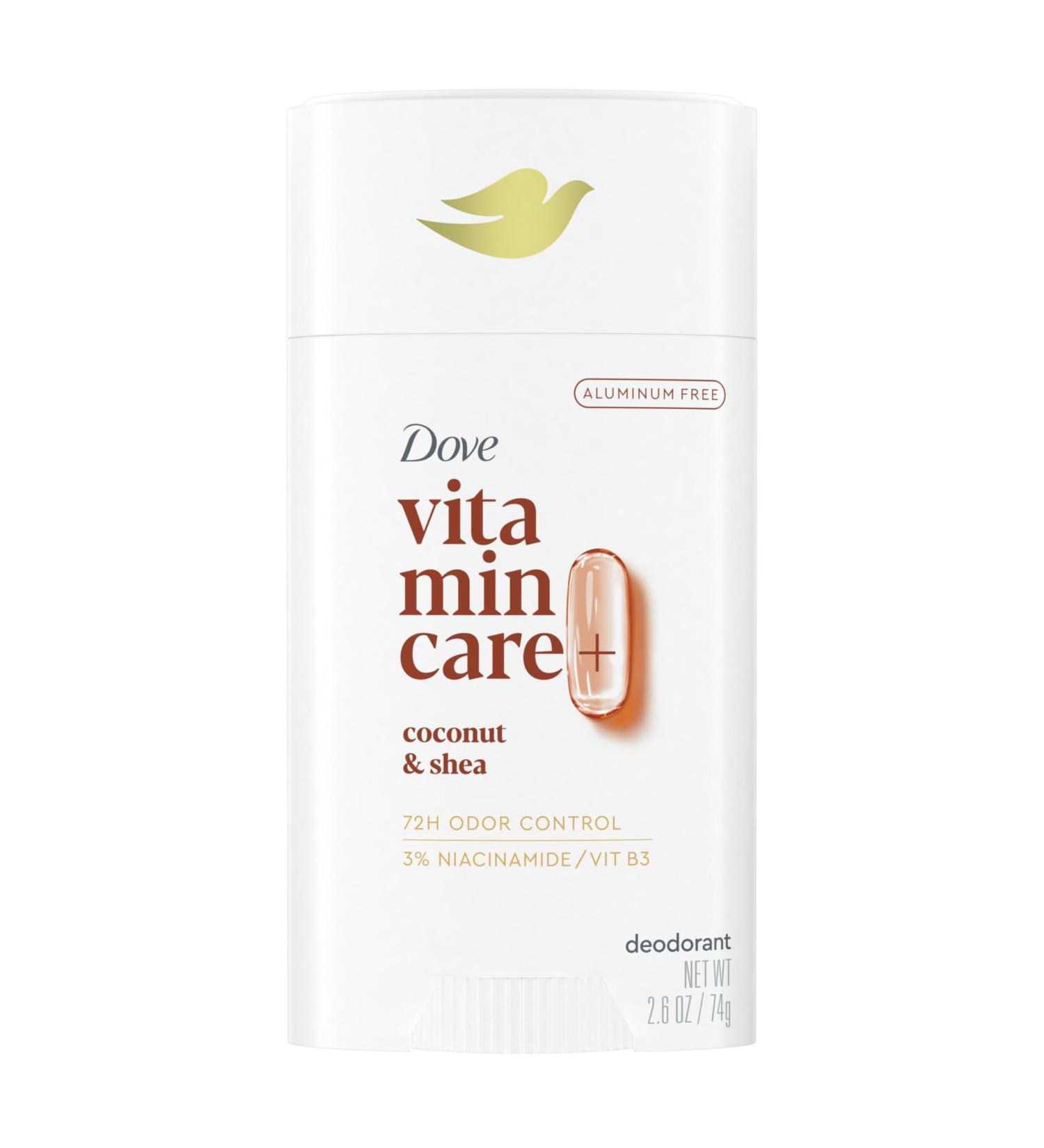 Dove VitaminCare+ Aluminum Free Deodorant Stick for 72H Odor Protection Coconut & Shea Breathable Deodorant for Women 2.6 oz Coconut + Shea 2.6 Ounce (Pack of 1) - Buy Online on GoSupps.com