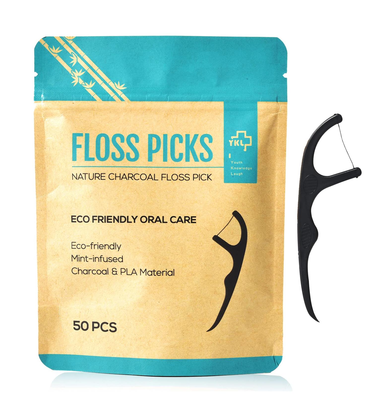 Natural Mint Vegan Dental Floss Sticks - Eco-Friendly & Sustainable Teeth Cleaning - 50 Count - Buy Online on GoSupps.com