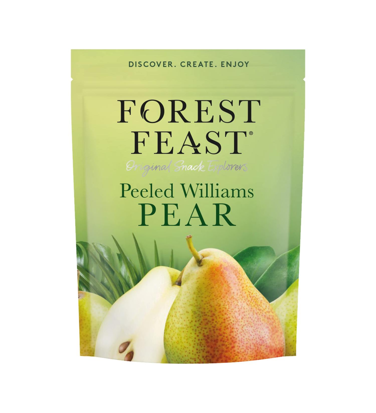 FOREST FEAST Williams Pears 6 x 120g | Award Winning Healthy Snack with 100% Naturally Dried Pear Fruit Pieces with No Added Sugar High in Fibre & Low Fat - Buy Online on GoSupps.com