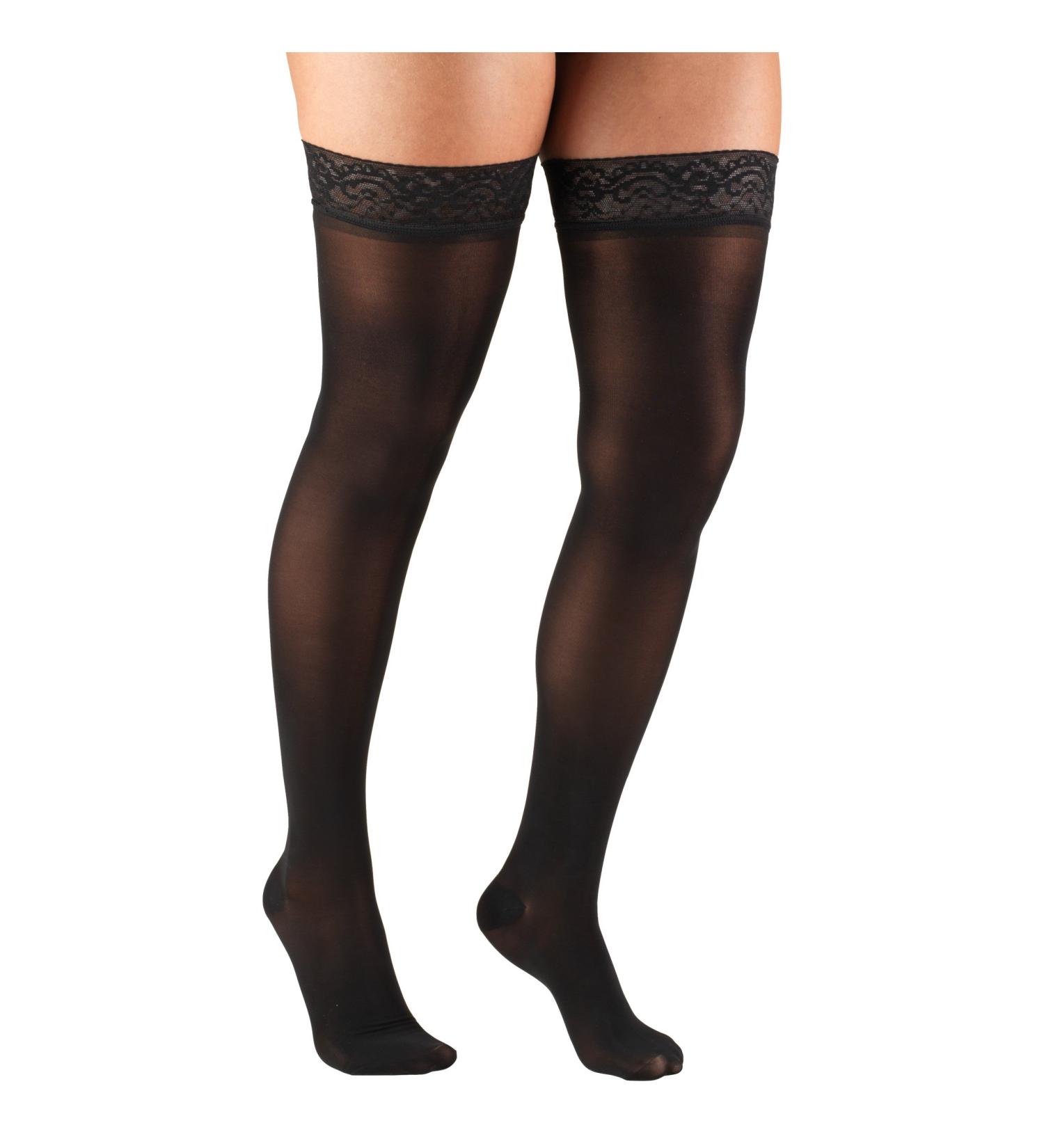 Truform Sheer Compression Stockings for Women - 30-40 mmHg Thigh High Length 30 Denier Black X-Large - Best for Daily Wear & Travel - Buy Online on GoSupps.com