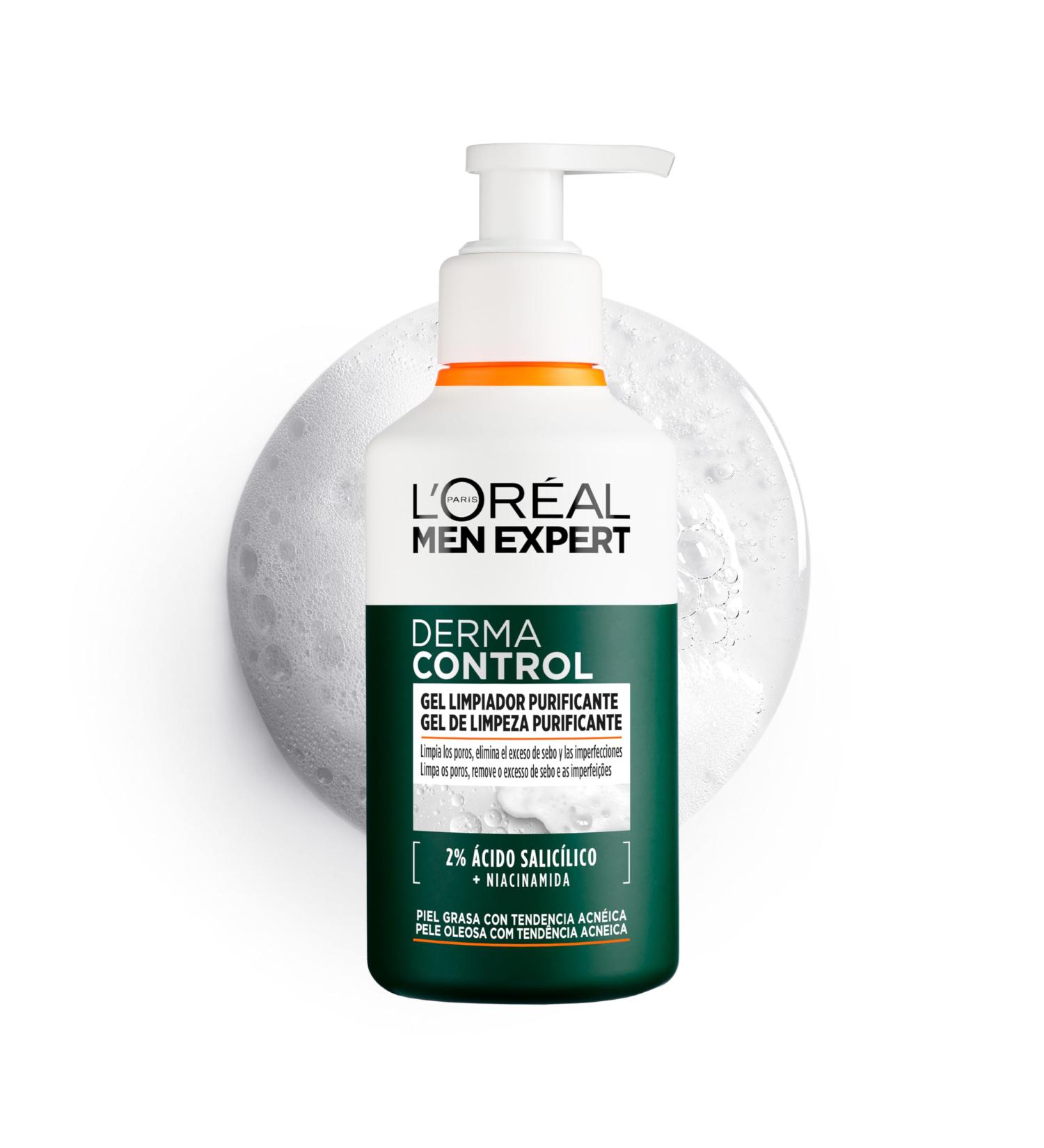  L'Oreal Paris Men Expert L'OR AL Paris Men Expert Derma Control Purifying Cleansing Gel with Salicylic Acid and Niacinamide for Oily Acne-prone Skin 260ml - Buy Online on GoSupps.com