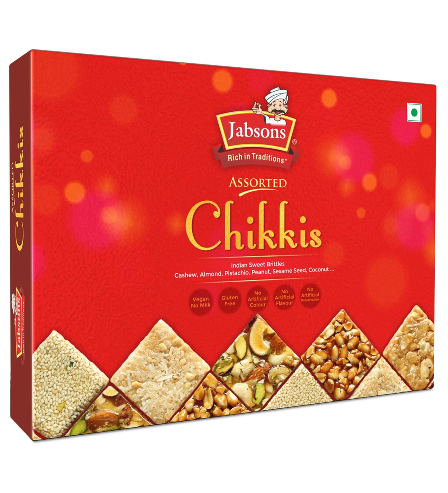 Jabsons Chikki Assorted - Authentic Indian Sweet Brittles 800g (28.2oz) - Order Worldwide - Buy Online on GoSupps.com