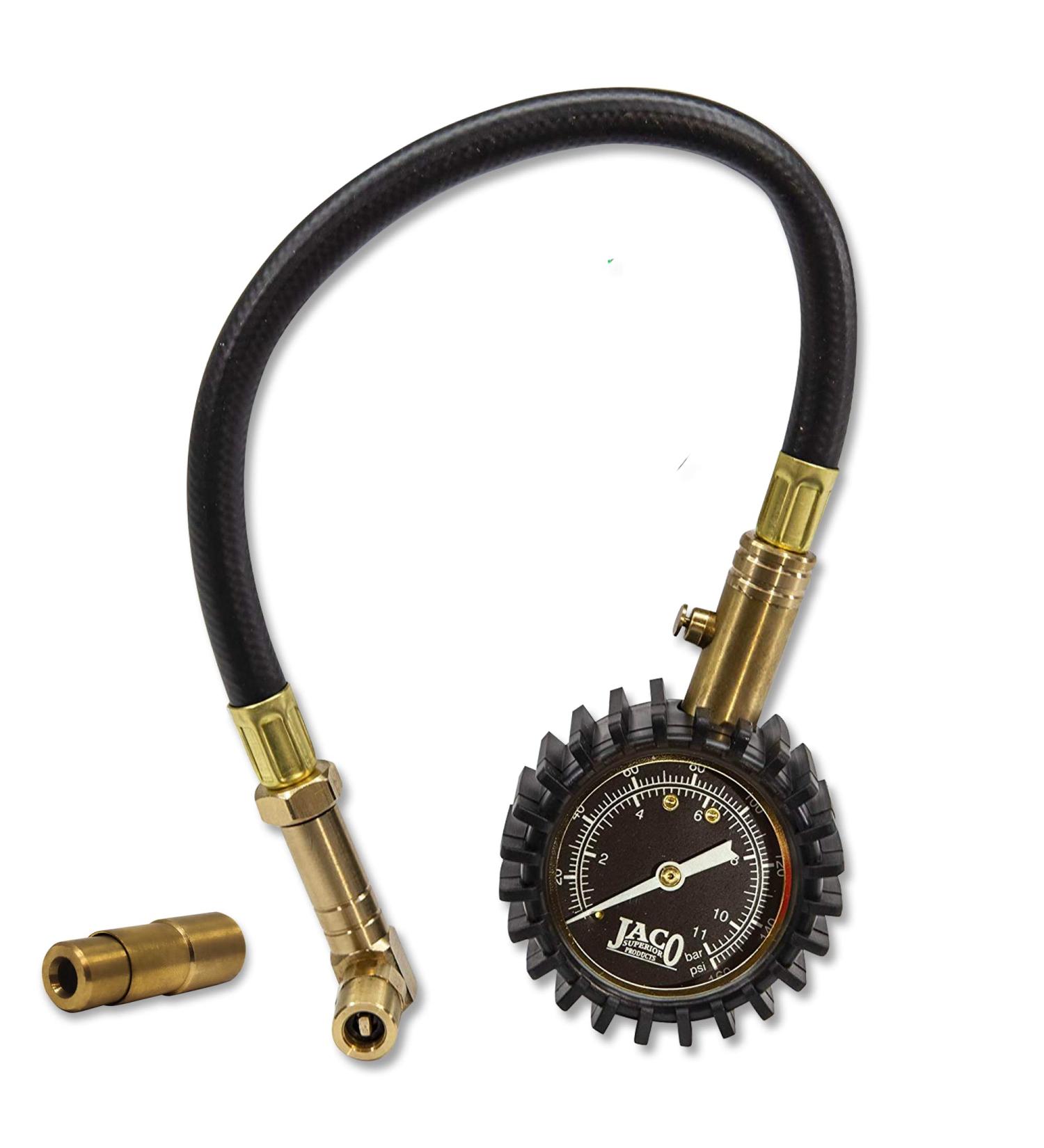 JACO BikePro Tire Pressure Gauge - 160 PSI for Road Bike & BMX | Presta & Schrader Air Chucks - Buy Online on GoSupps.com