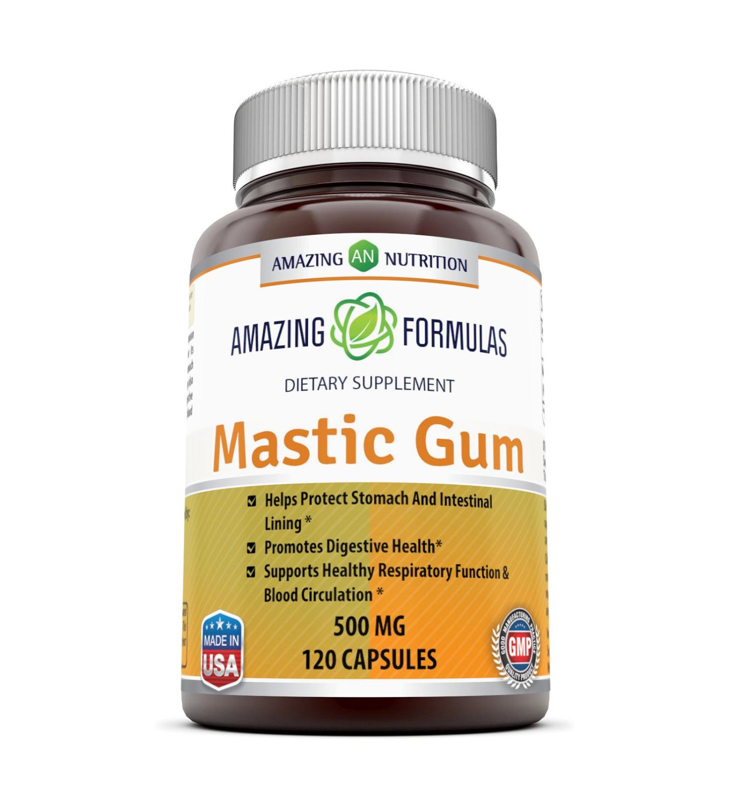 Buy Amazing Nutrition Mastic Gum 500 mg - 120 Capsules for Digestive Health & Wellness - Buy Online on GoSupps.com