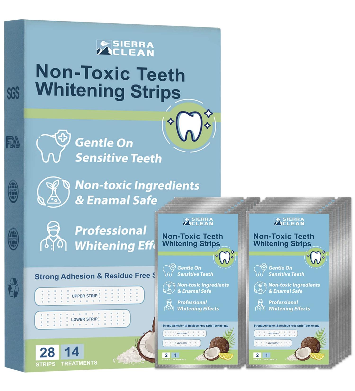 Sierra Clean Teeth Whitening Strips - 14 Treatments | Fast & Enamel Safe | Dentist Recommended - Remove Coffee, Tea, and Smoking Stains | 28 Count - Buy Online on GoSupps.com